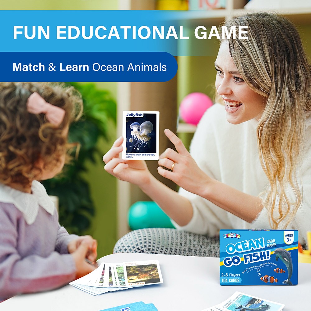 Go Fish Card Game for Kids 104 Cards Ocean Theme Memory Matching Game Fun Facts