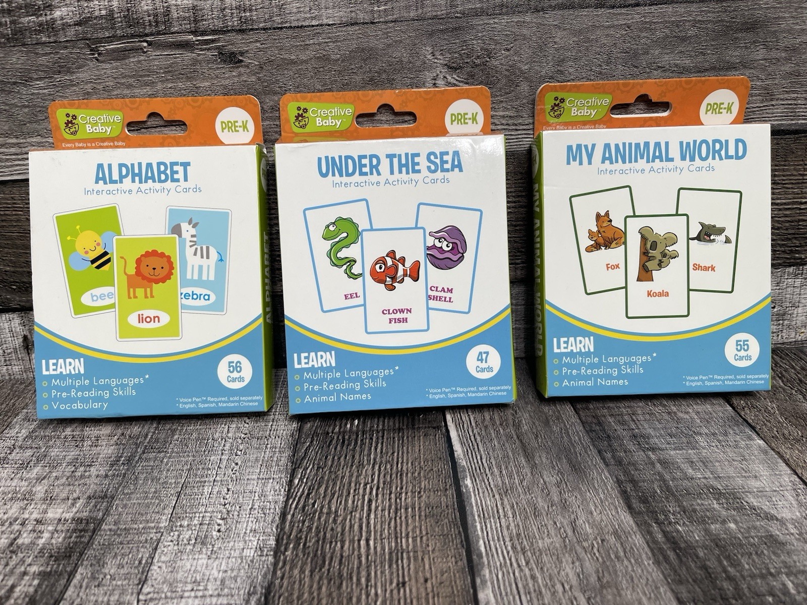 Interactive Activity Cards By CREATIVE BABY-3 sets , 158 Total, NEW, homeschool