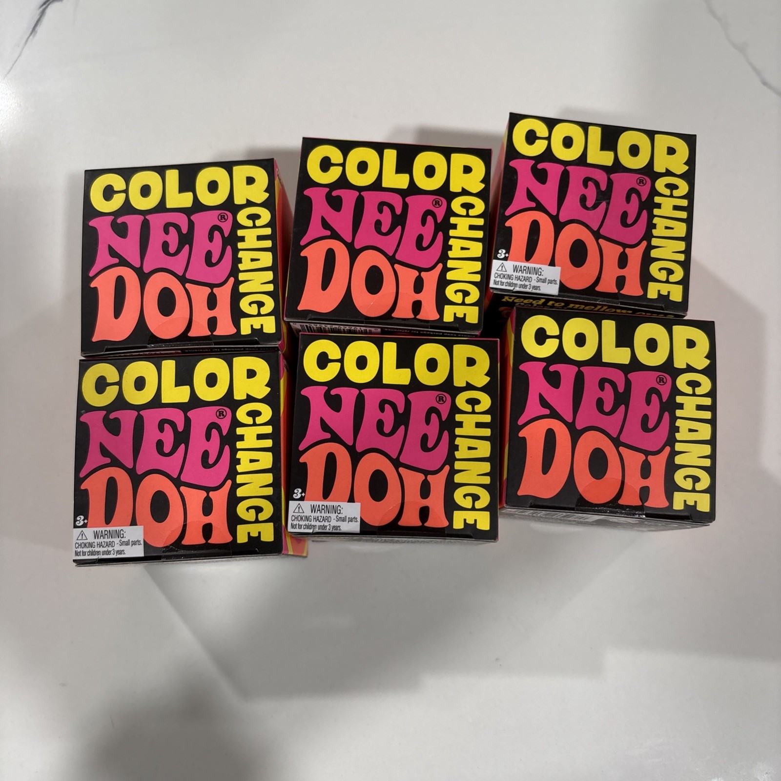 NeeDoh Color Change Ball Lot Of 6 Sealed New 3 Pink, 2 Blue, & 1 Yellow