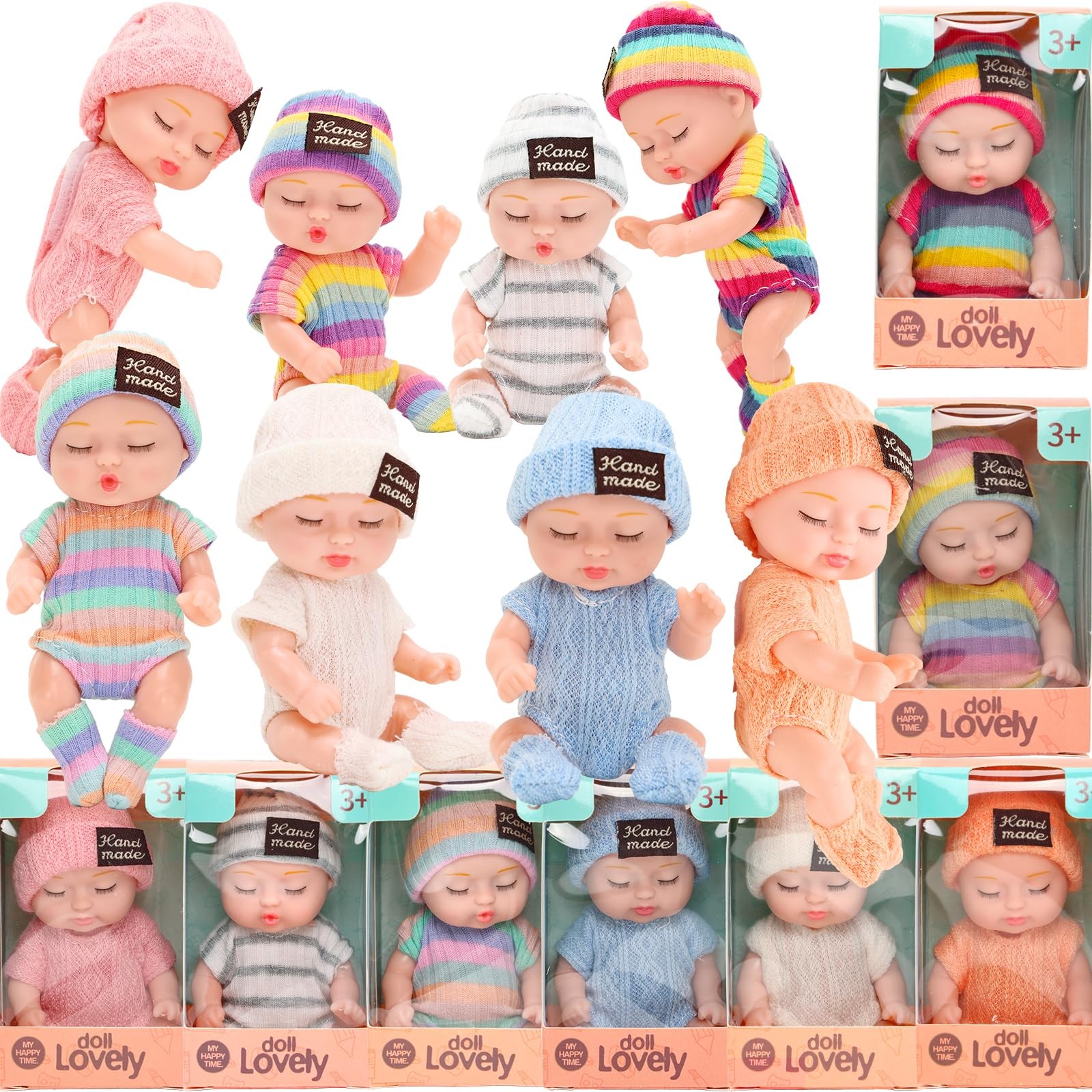 Lifelike Realistic Mini Baby Doll Toys, 8 Pcs 4 Inches Small Reborn Babies Do…