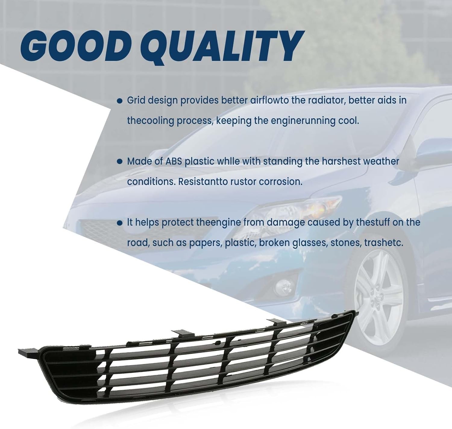 Front Bumper Mesh Air Intake Grille For 2009-2010 Toyota Corolla Black