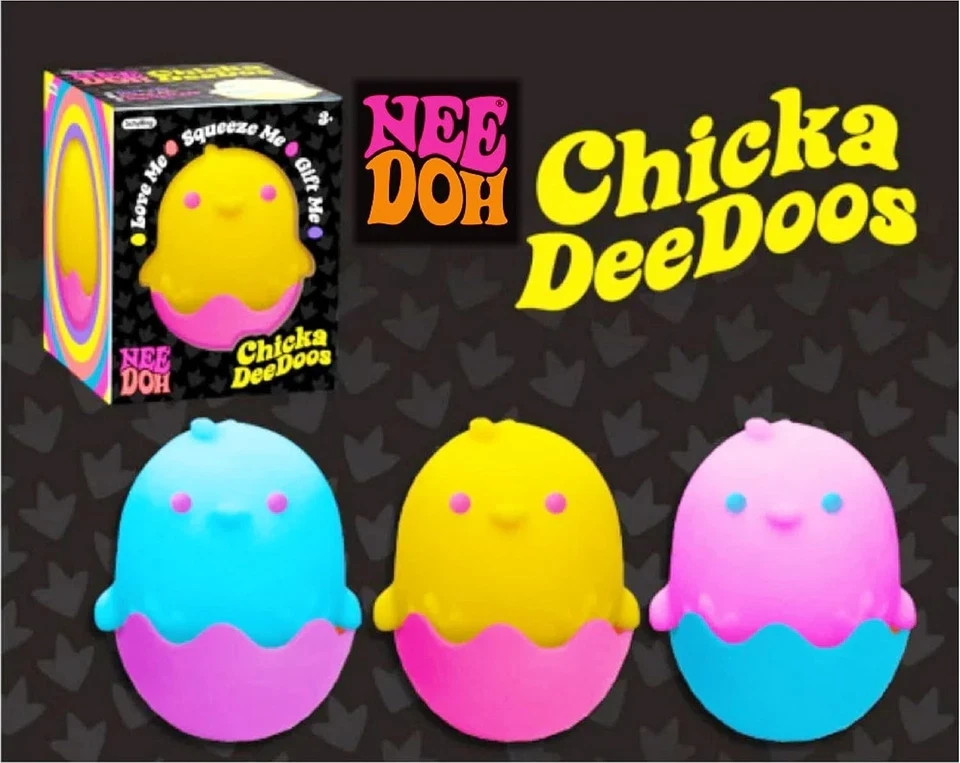 NeeDoh Chicka DeeDoos Tactile Squeeze Toy Yellow/Purple Age 3+ / New in box