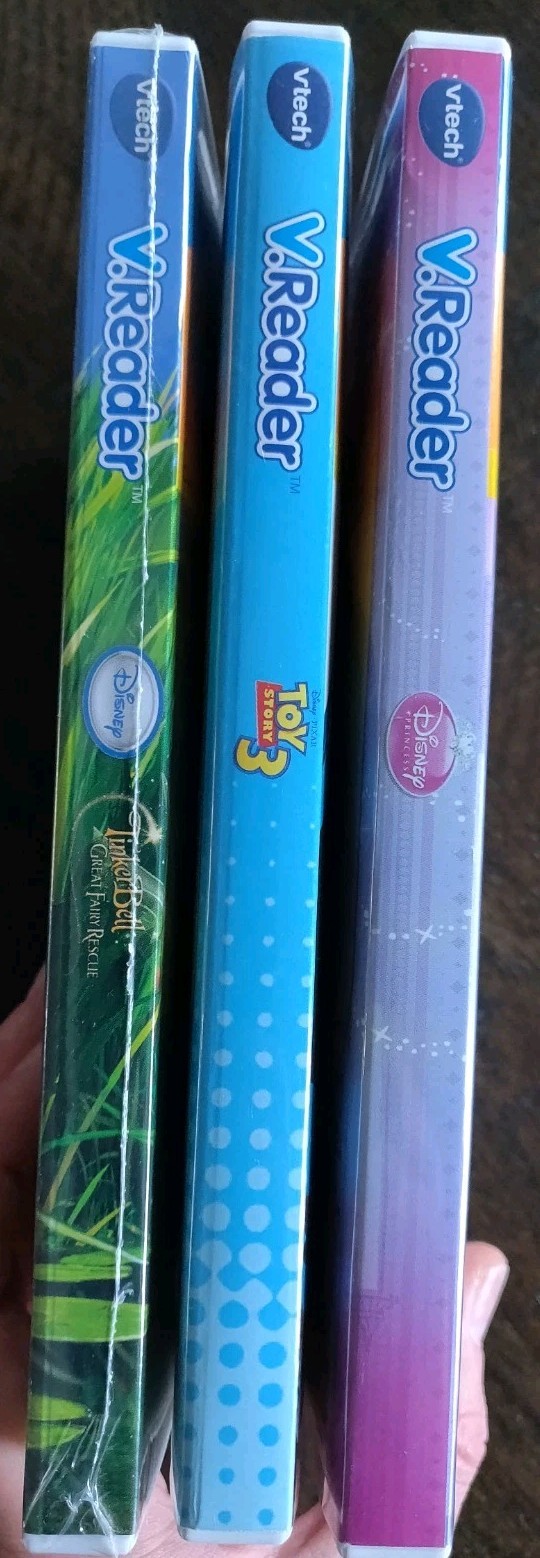 3 VTech V.Reader Toy Story 3 Disney Princess Tinkerbell E-Reading Cartridges