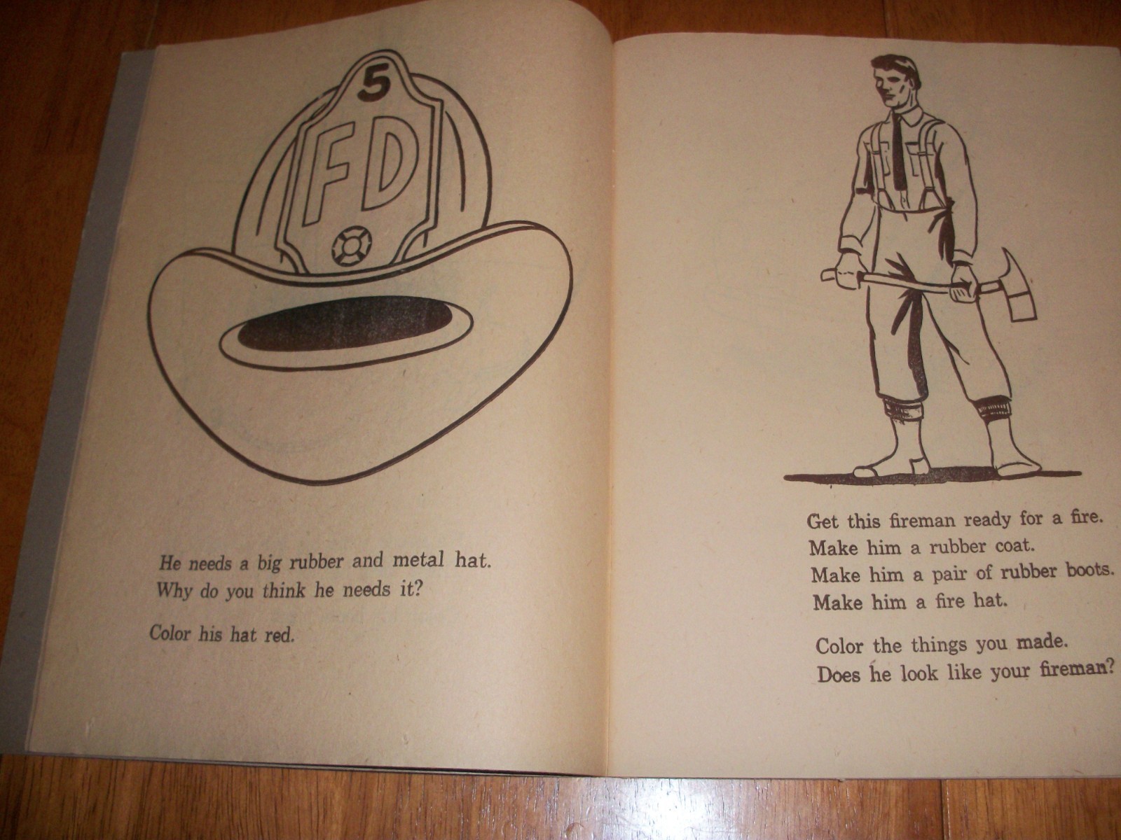 Vintage 1950 Samuel Lowe Fireman Safety Coloring Book~Unused