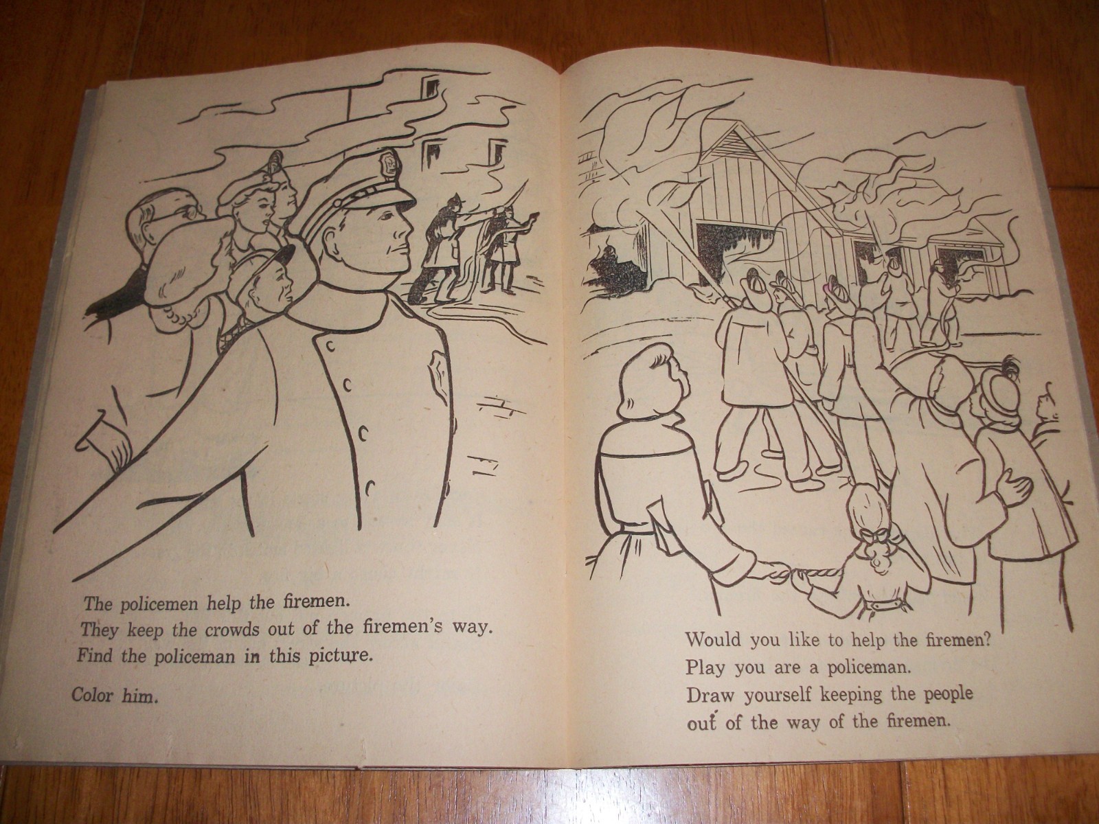 Vintage 1950 Samuel Lowe Fireman Safety Coloring Book~Unused