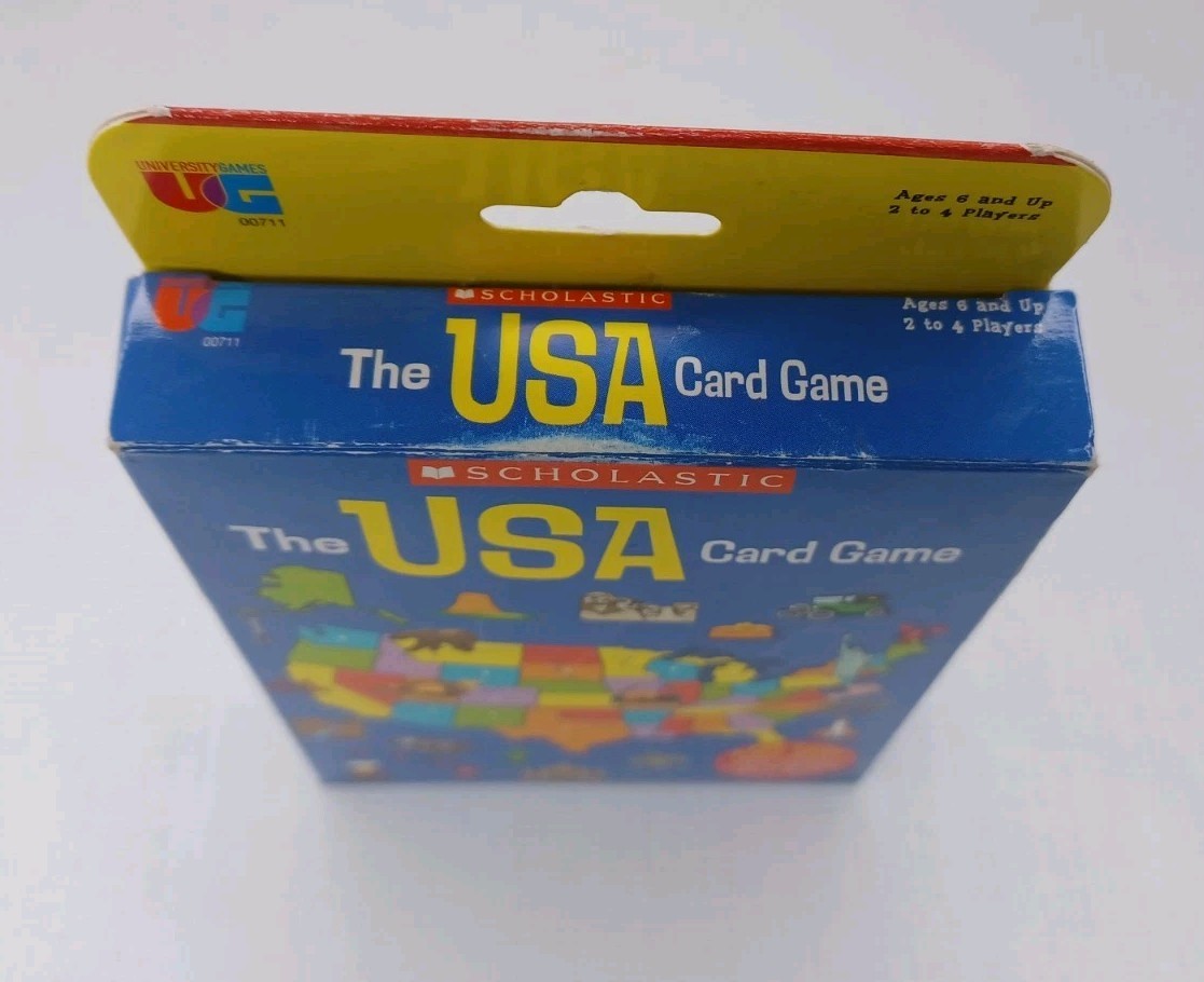 University Games Scholastic The USA Card Game Travel Trivia 2-4 Players Ages 6 +