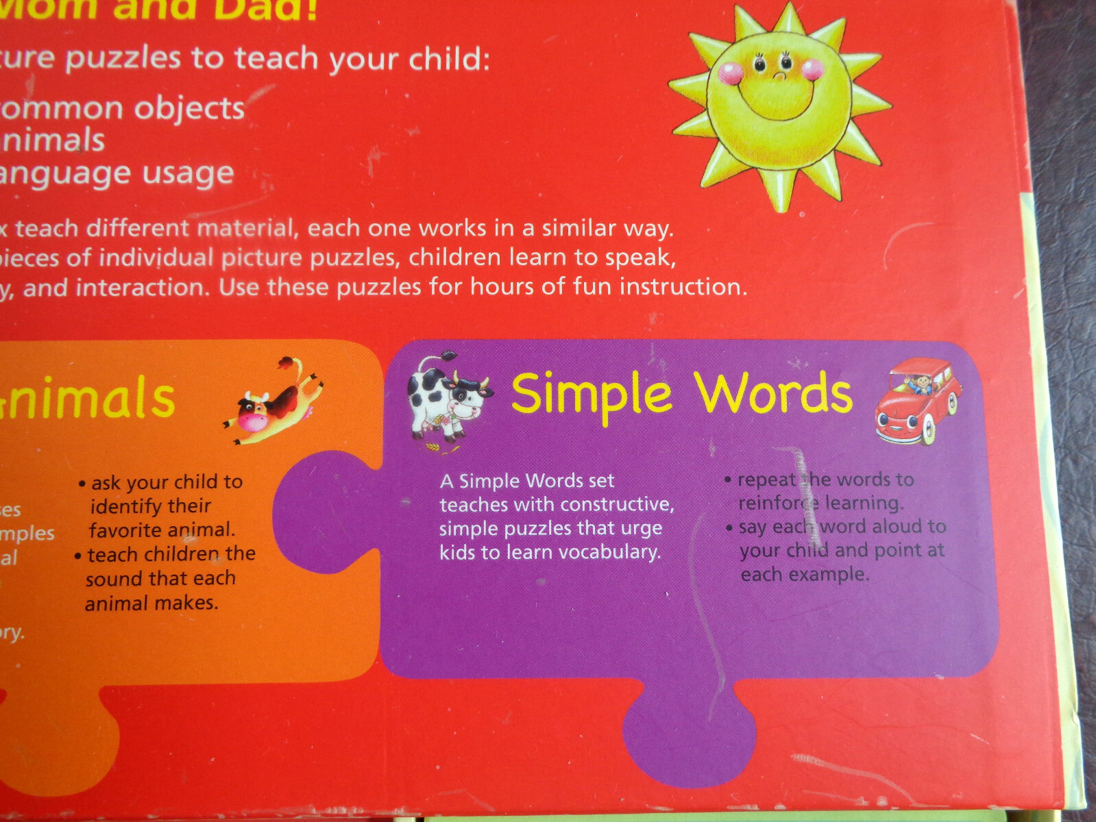 FIRST WORDS Puzzle Set~House-Animals-Simple Words Early Childhood Development