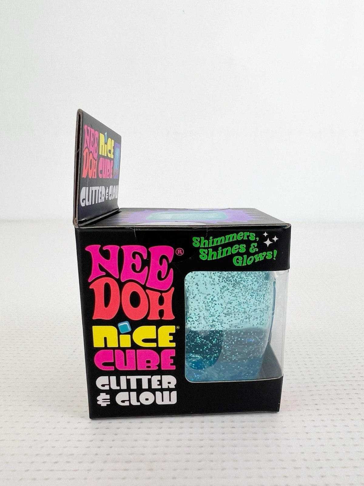NeeDoh Nice Cube Glitter & Glow Super Solid Squish – Blue 🧊 Schylling New!