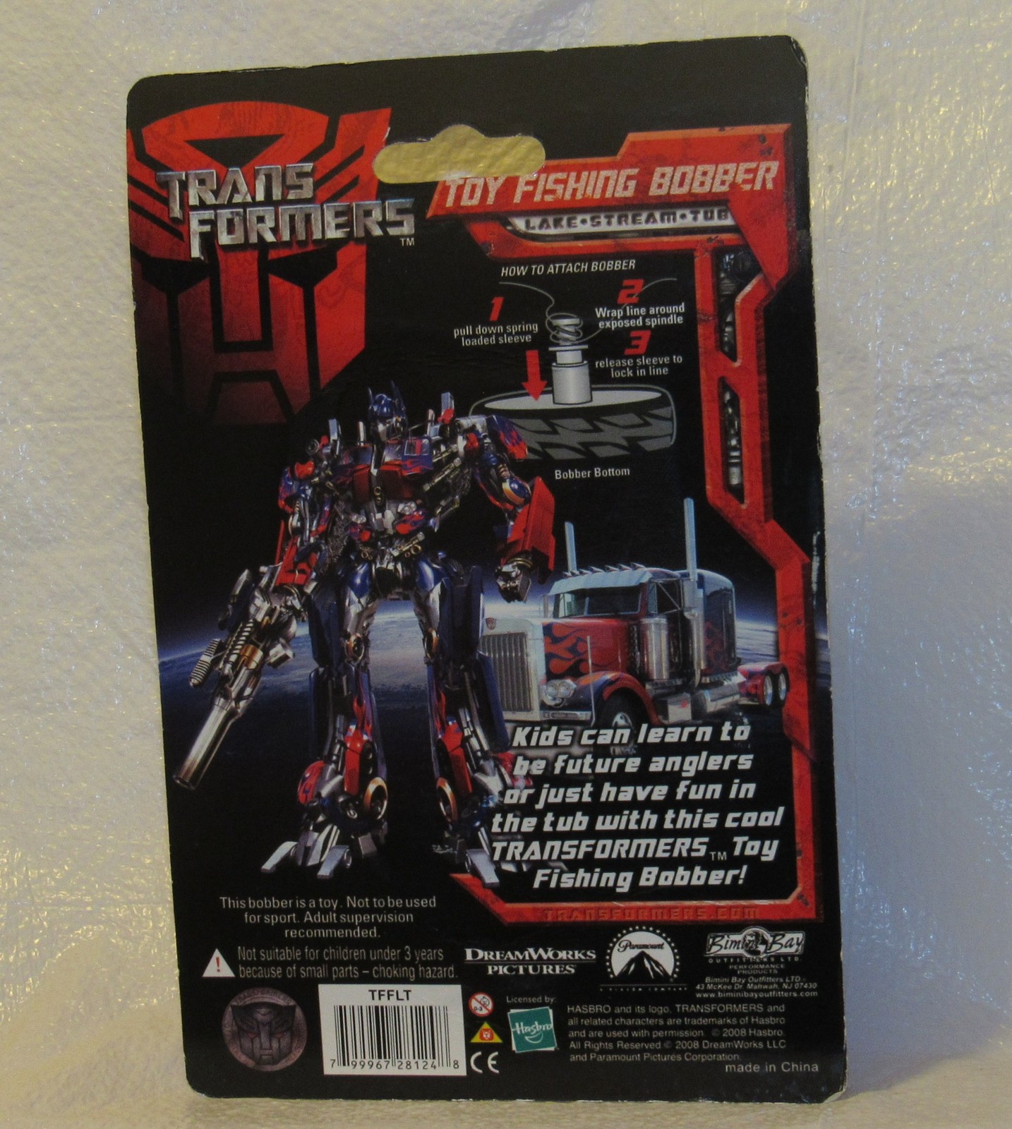 Optimus Prime Toy Fishing Bobber Transformers Lake Stream Tub Fun Blue Red NIP