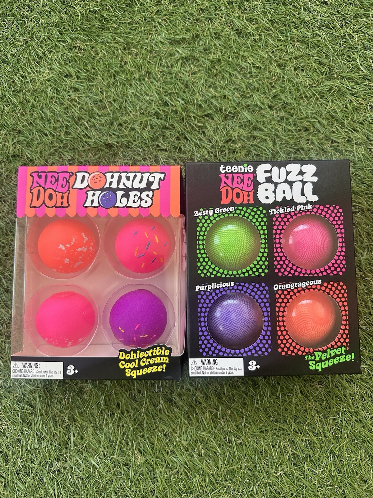 NeeDoh Teenie Fuzz Ball & Donut Doh Holes Squeeze Toys Multicolor Ages 3+