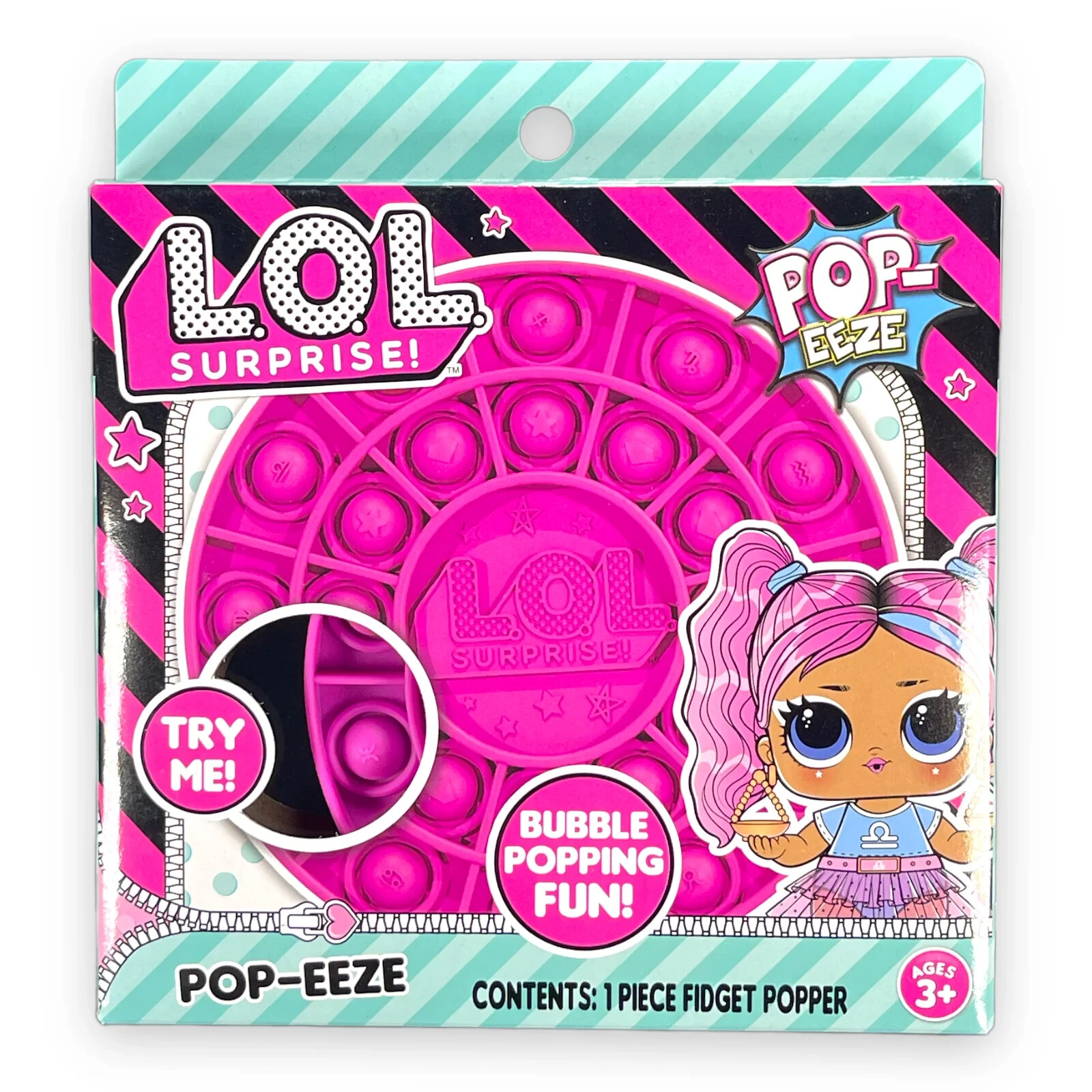 LOL SURPRISE! POP-EEZE FIDGET POPPER HOT PINK BUBBLE POPPING FUN TARA MGA AGE 3+