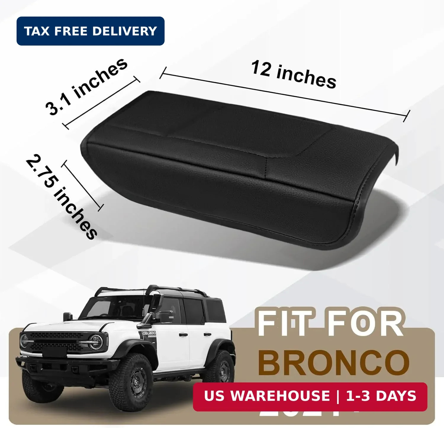 Muslogy Center Console Armrest Cover Fit for Ford Bronco 2021 2022 2023 2024 202