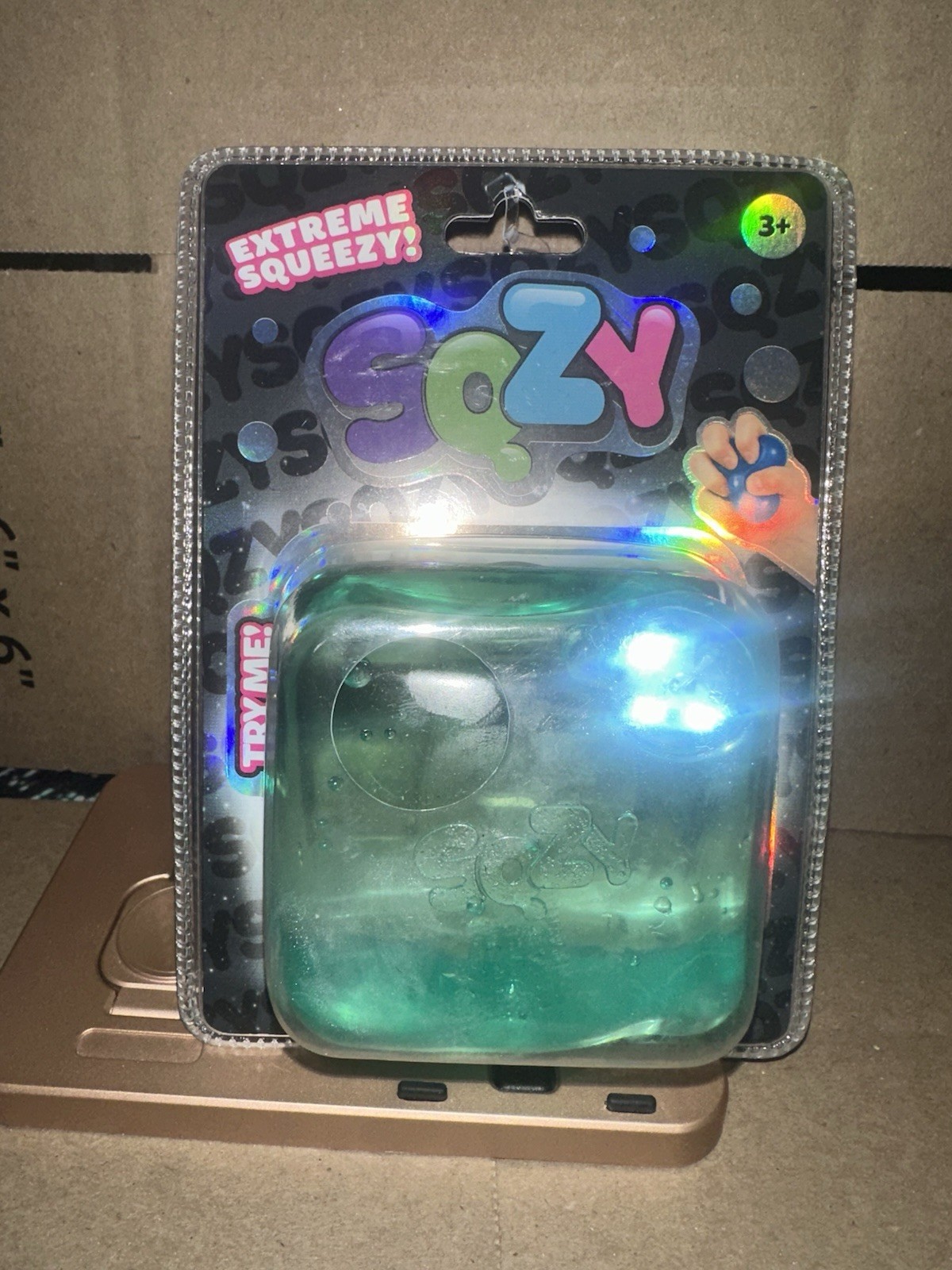 SQZY Extreme Squeezy Light Up Tactile Squeeze Toys Set Green Clear