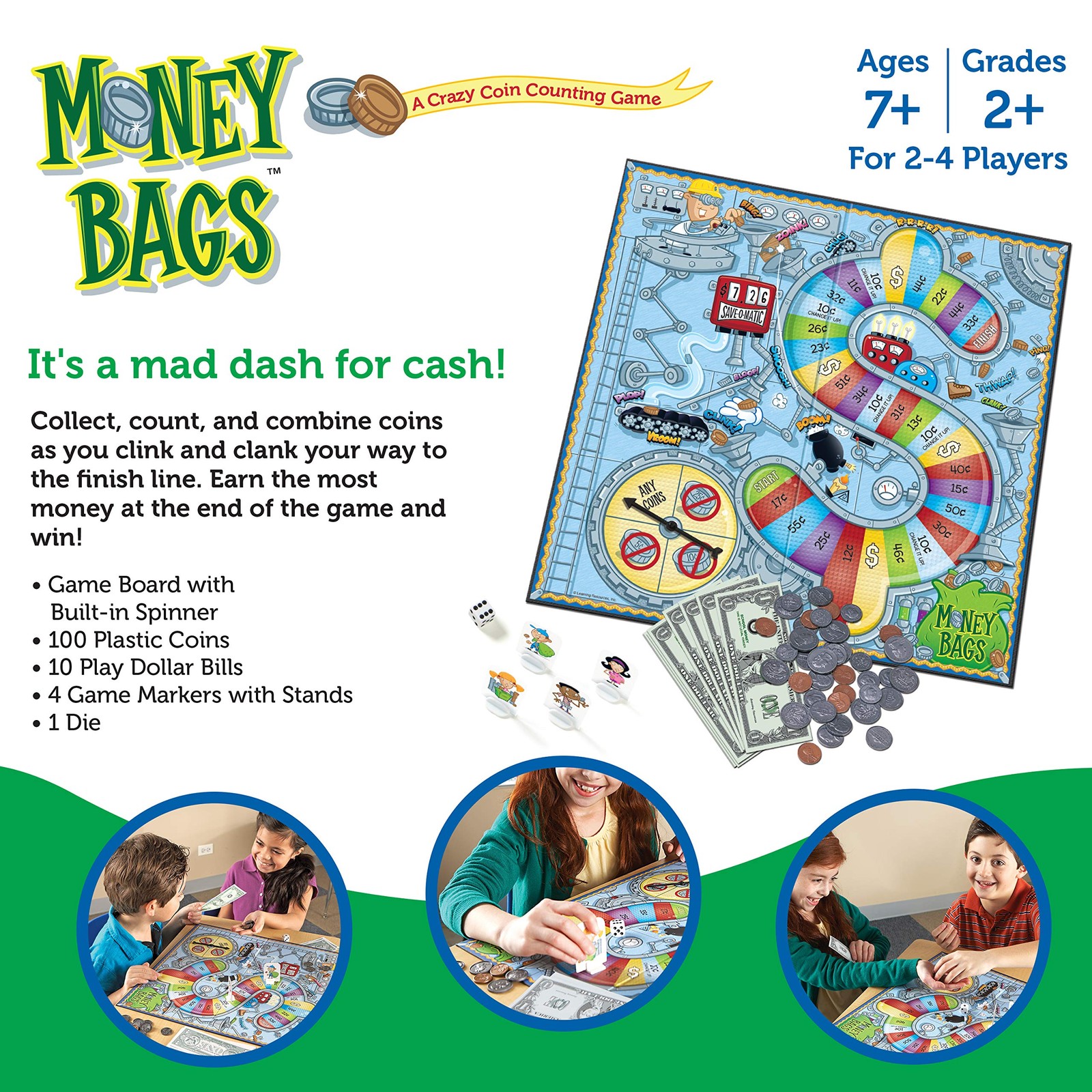Coin Value Game Math Board Educational Fun for Kids – Wooden