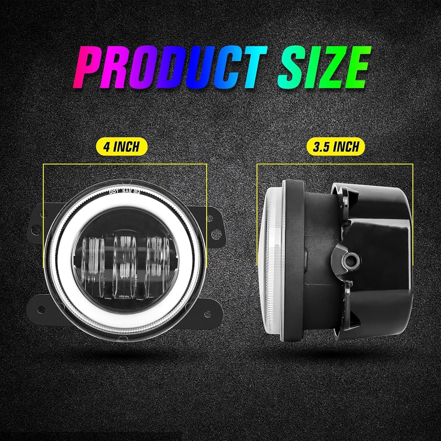 4 Inch Halo RGB Fog Lights for JK,JK LED Fog Light with Halo Ring APP Control