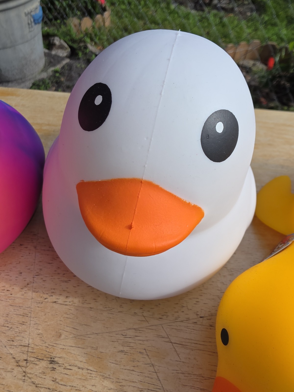 Lot of 3 Jumbo Squeezy Ducks Rubber Duck Fidget Toys Yellow White Ombre