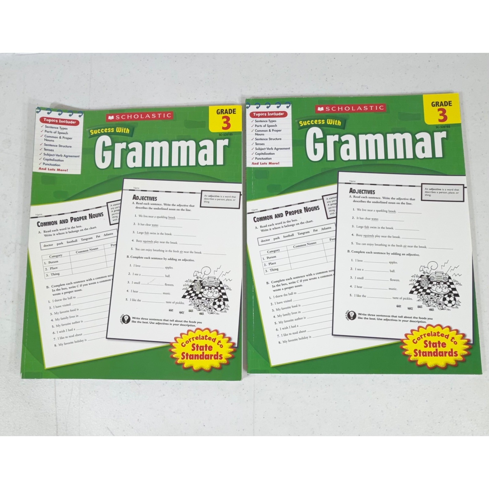 3rd Grade Workbook Lot 8pc Math Grammar Writing Spelling Scholastic School Zone