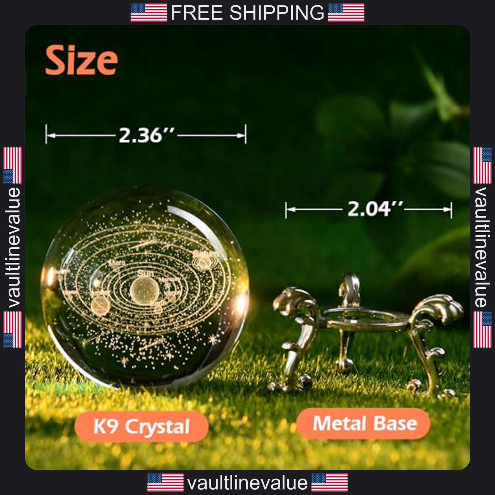 3D Solar System Crystal Ball 60mm Glass Astronomy Globe Space Model Gift
