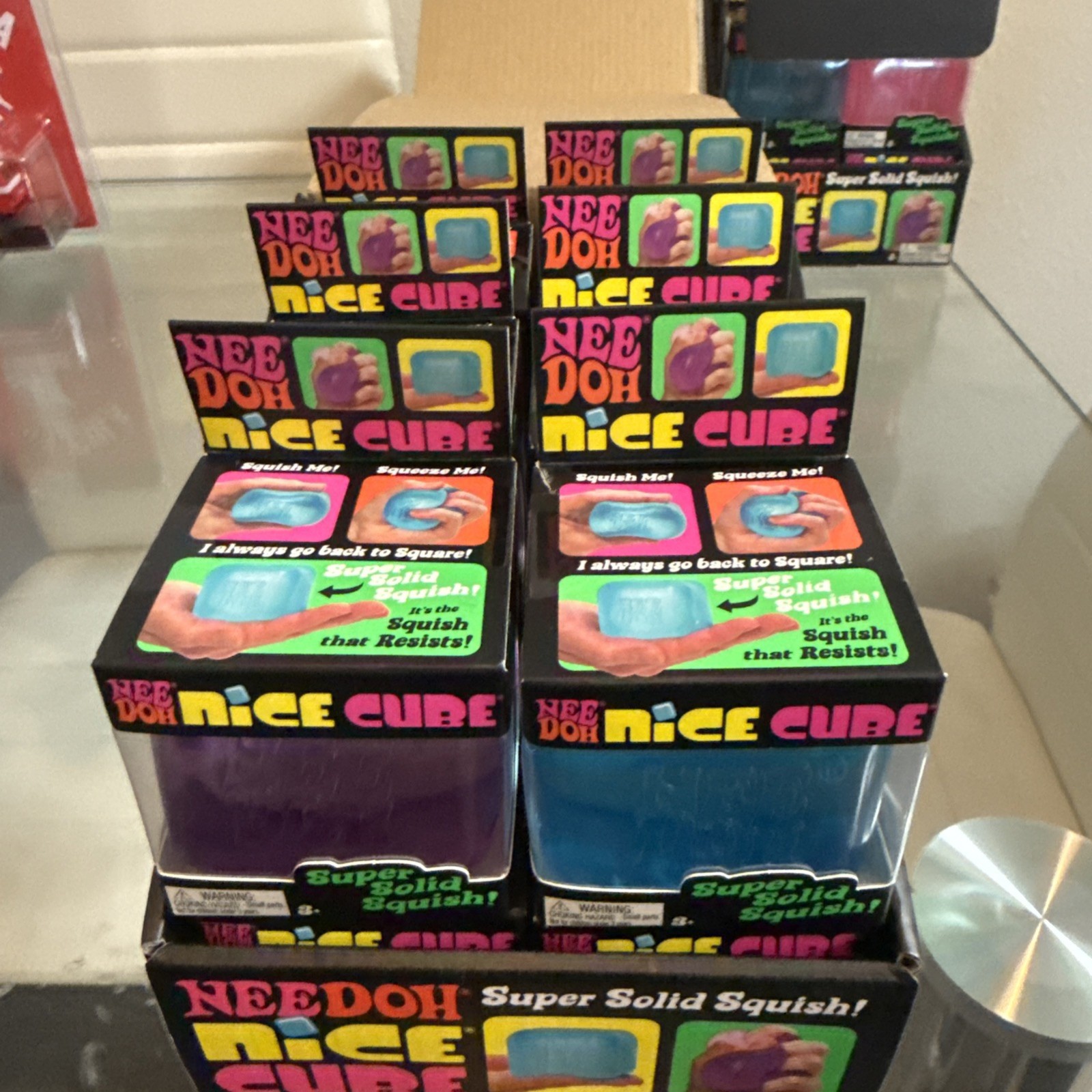 Lot Of 12! Full Cases NeeDoh ice Cube With Display Box 3 Colors ICE Nee Doh