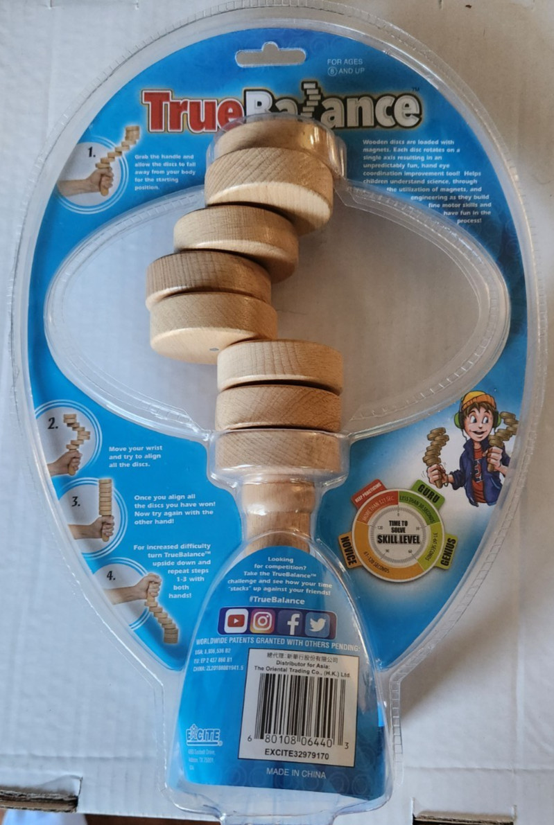 True Balance Handheld Wooden Toy by Excite “STEM” Coordination New/Sealed Clear