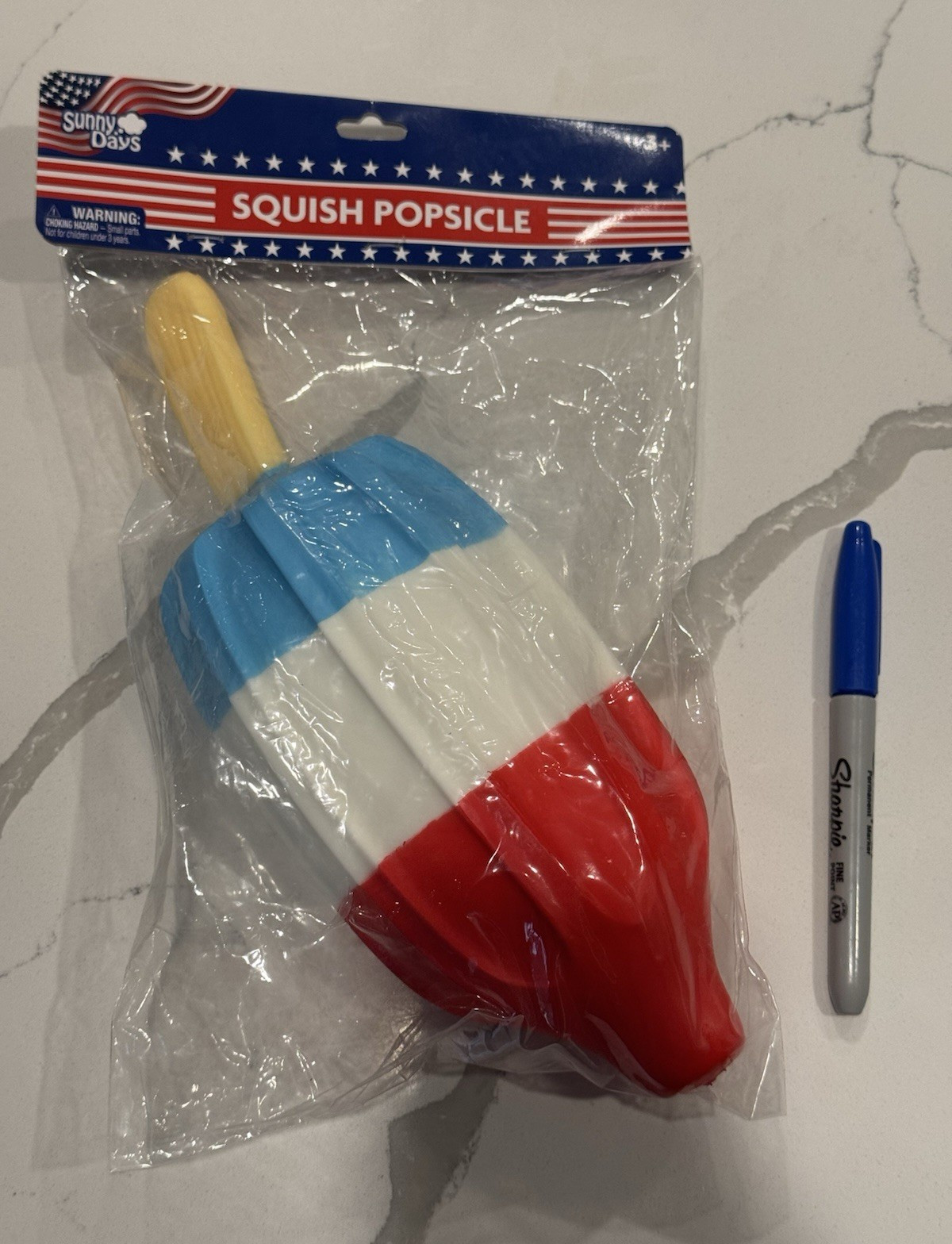 Viral XL Sunny Days Squish Popsicle Sensory Tactile Squeeze Toy Red White Blue