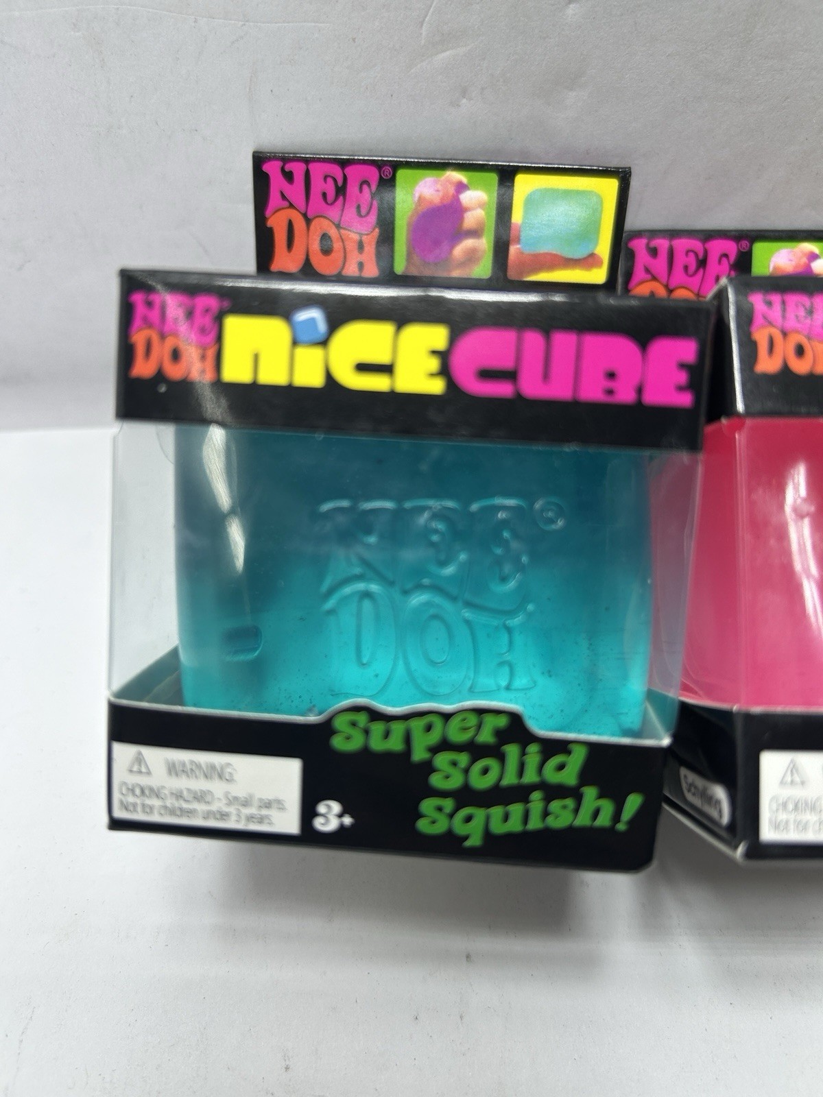 NeeDoh Nice Cube Super Solid Squish! Blue Pink Purple Lot Of 3 New In Boxes