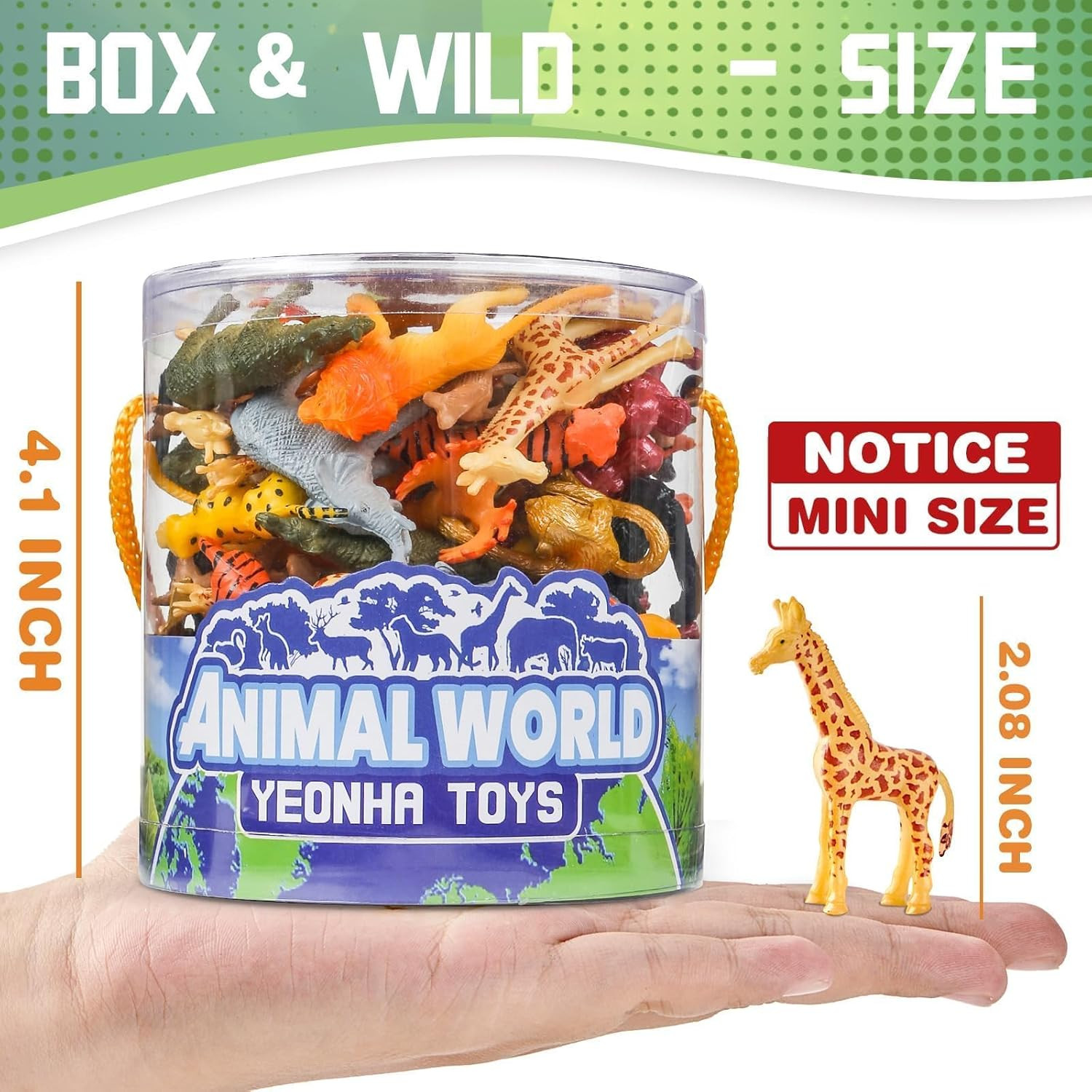 60 Piece Mini Zoo Animal Toy with Gift Box Realistic Small Plastic Animal Figur