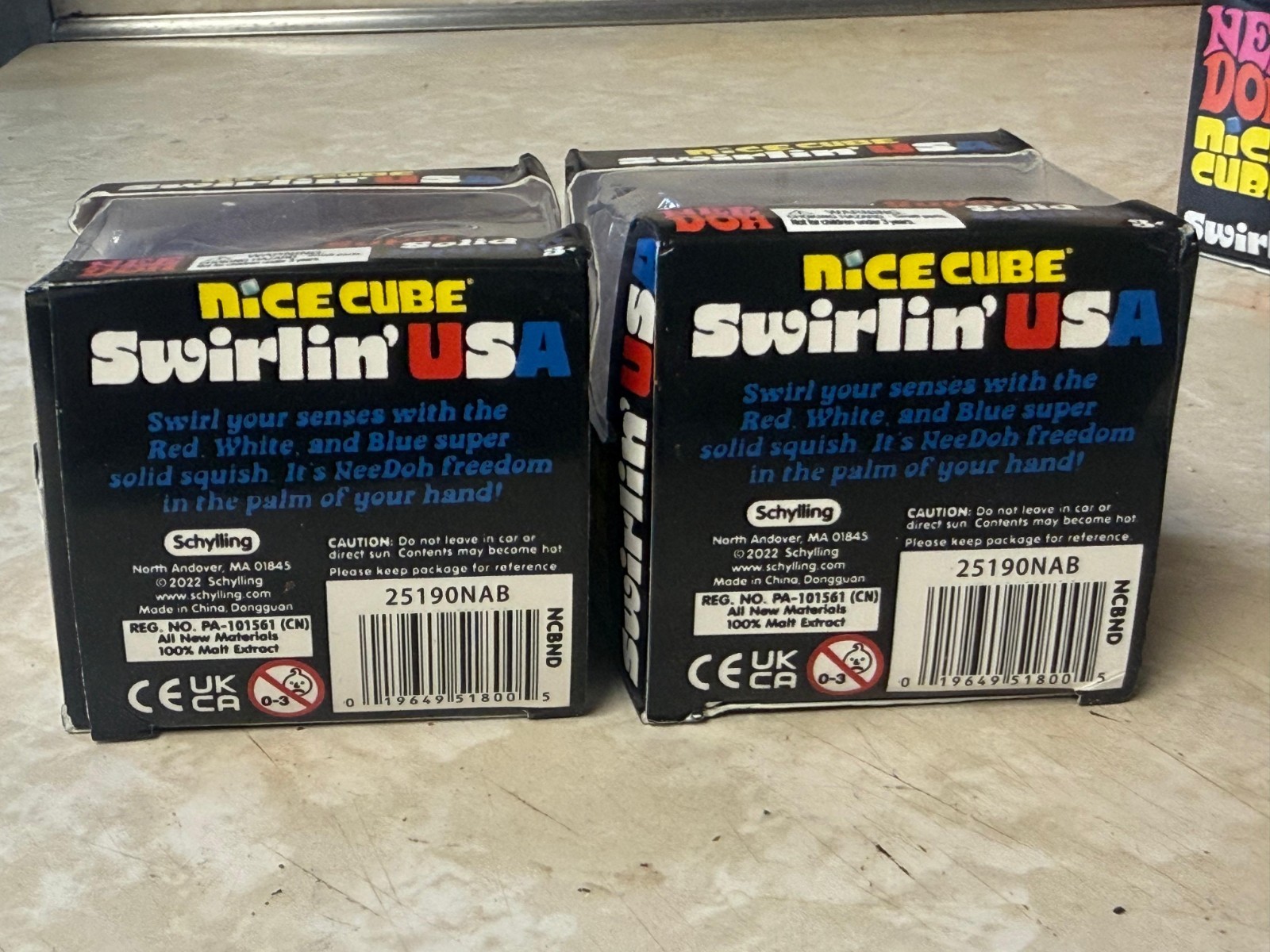 Lot of 2 NeeDoh Nice Cube Swirl USA (4th of July) Red White Blue TikTok Viral