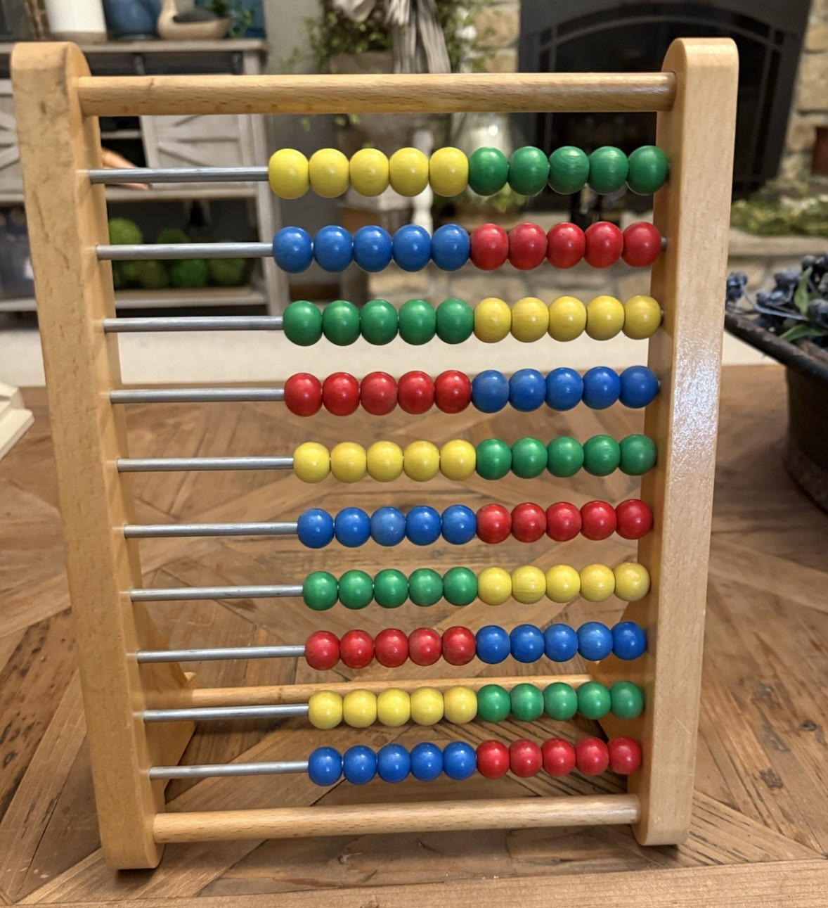 Wooden Abacus Mathematics Toy with Multicolored Beads for Ages 3-7 Years