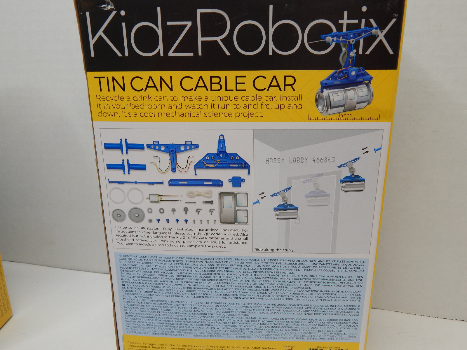 Lot of 2 KidzRobotix Tin Can Cable Car Kit – Brand New Stream Powered Kids NIB !