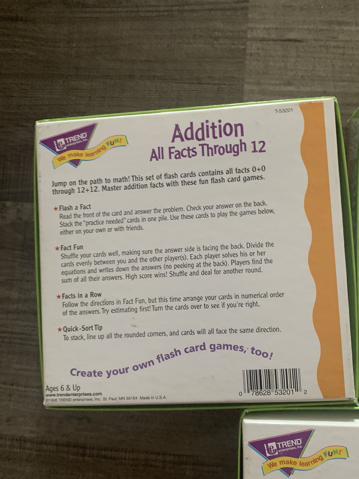 Trend Enterprises Flash Cards Addition Subtraction Multiplication Ages 6 & up