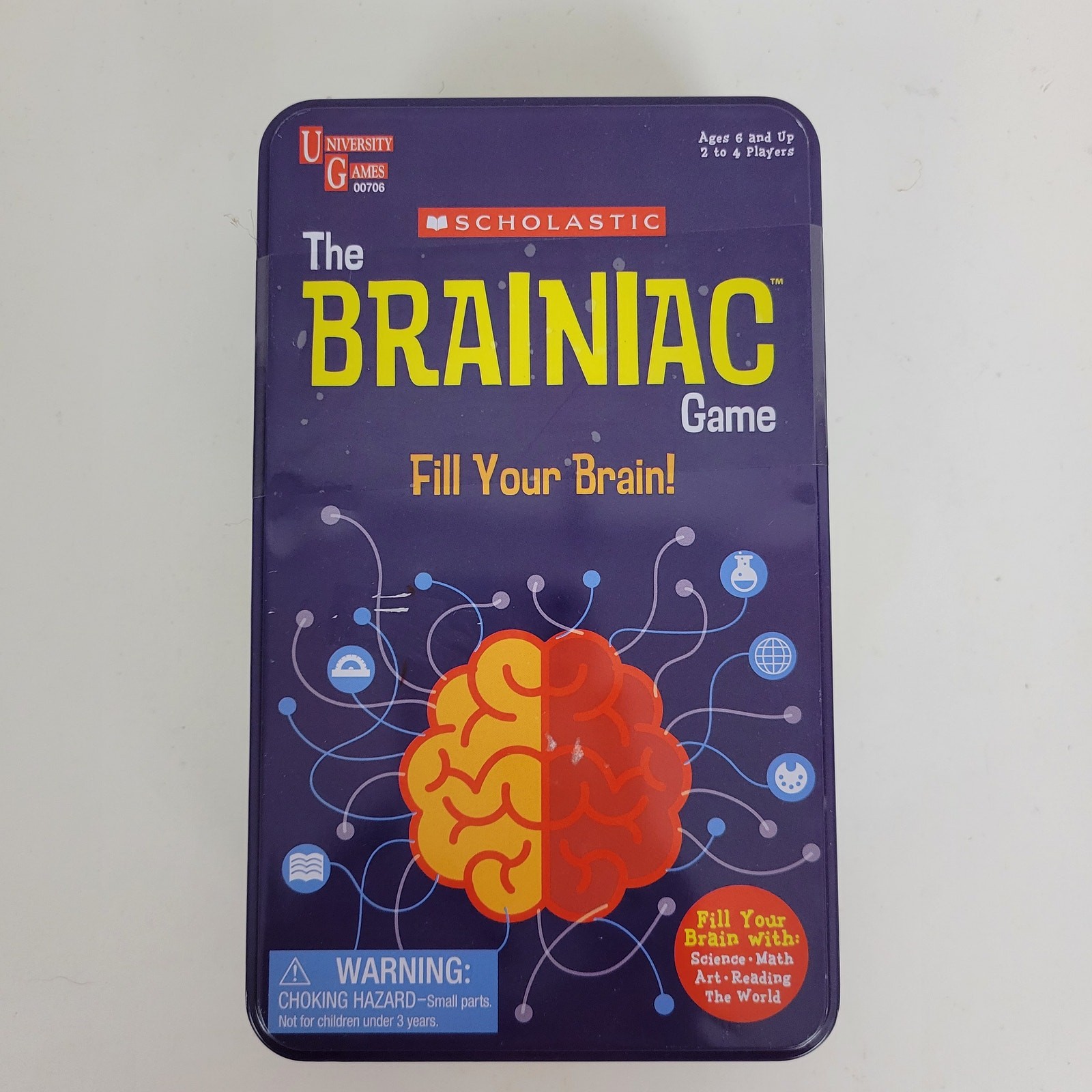 Scholastic The Brainiac Game Tin Fill Your Brain University Games Ages 6+ NEW