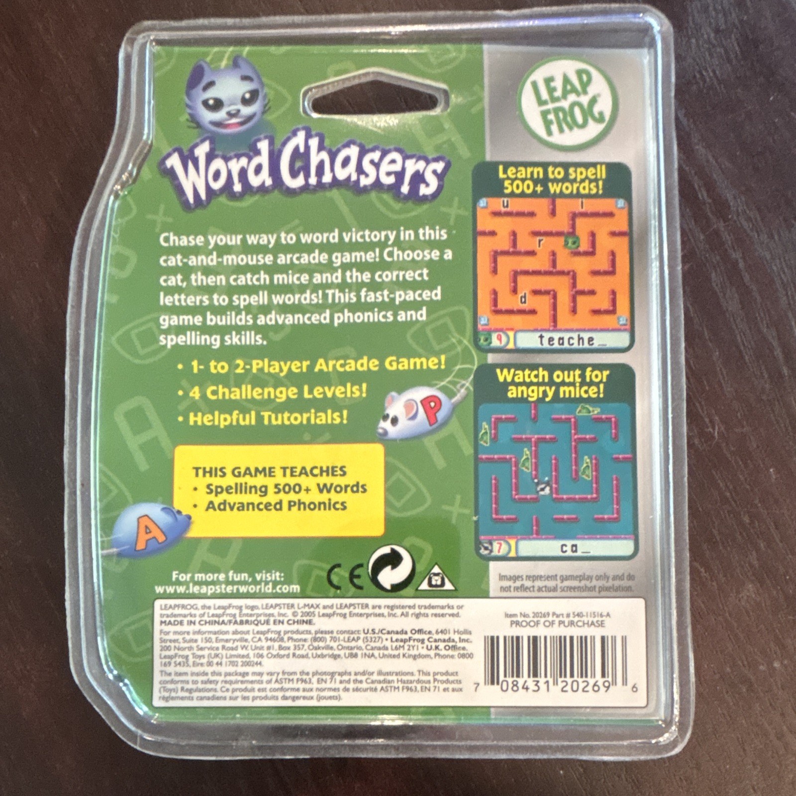 LeapFrog Leapster Word Chasers Game Cartridge Spelling/Writing 1st-4th Grade