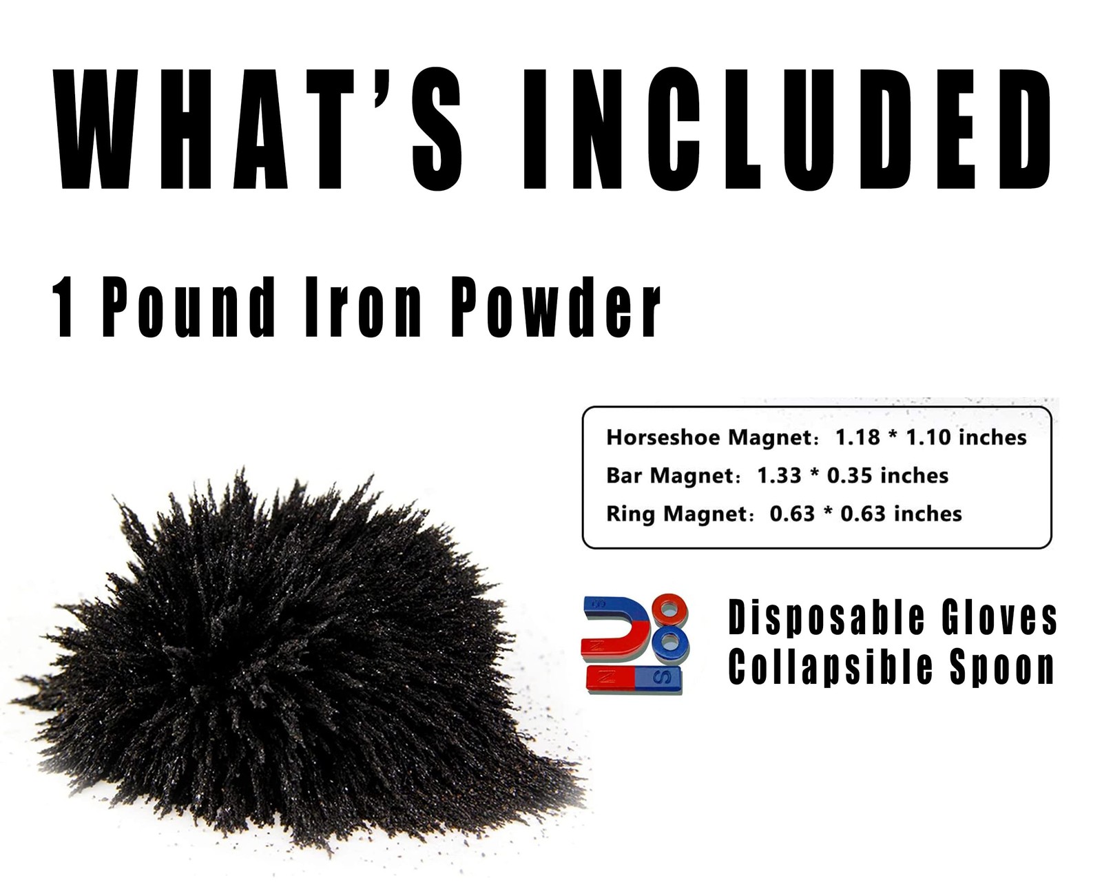 DAILYLIFE Bulk Iron Filings – 1 LB Iron Powder with 4 Magnets for Science Exp…
