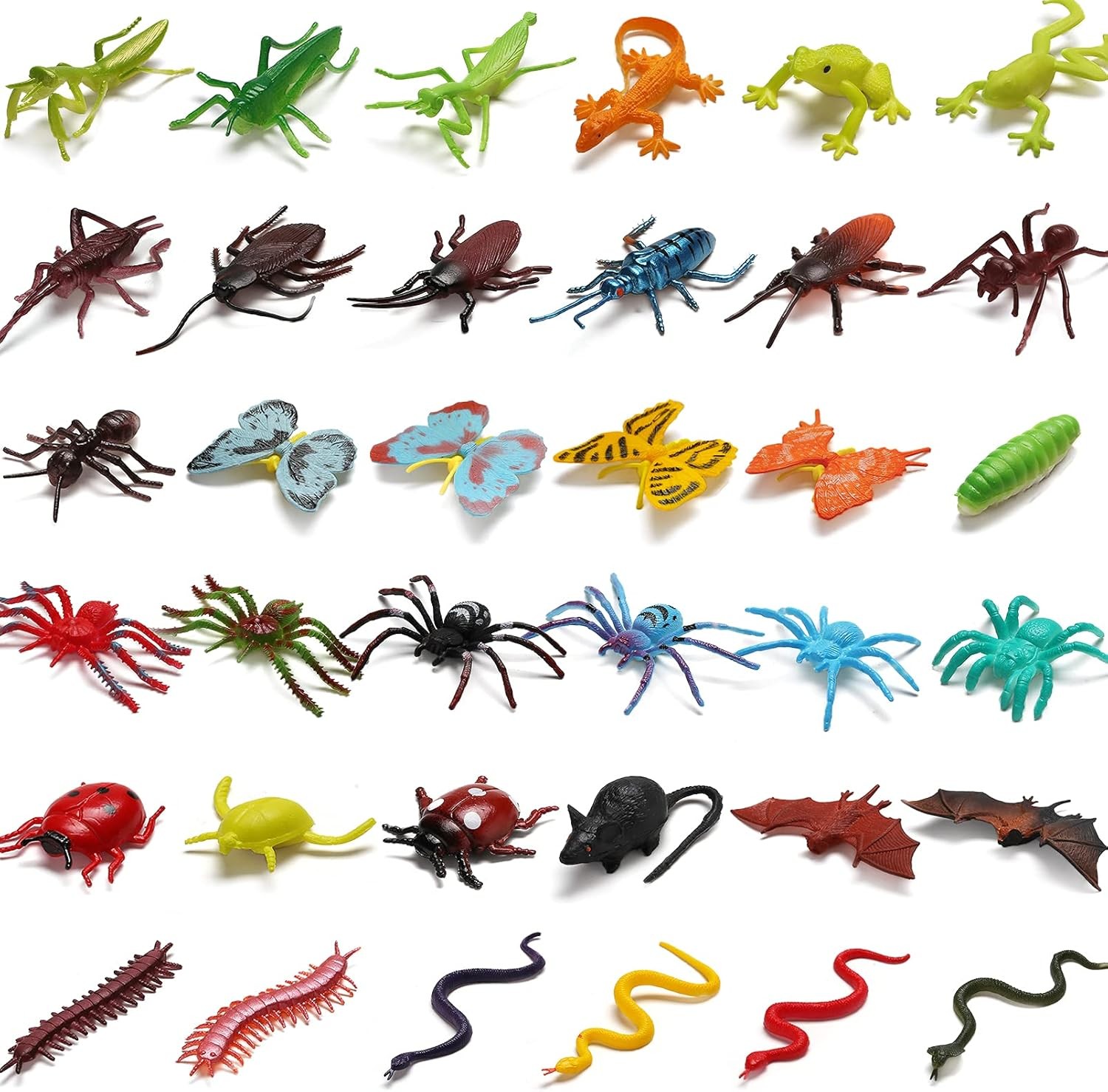 73 Pack Plastic Fake Mini Bugs Set, Realistic Insects Toy for Multi_color
