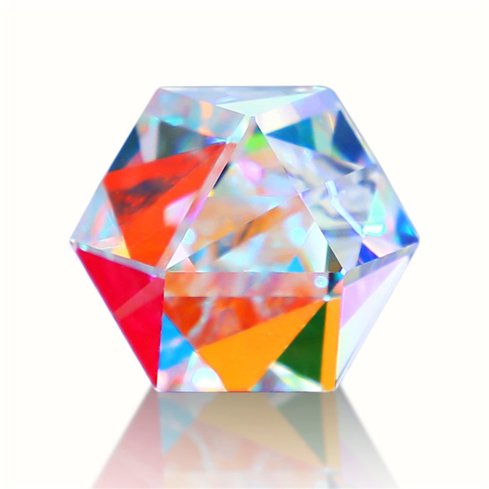 1.1inch Color Crystal Faceted Optical Prism Beam Splitter Light Refracting Glass