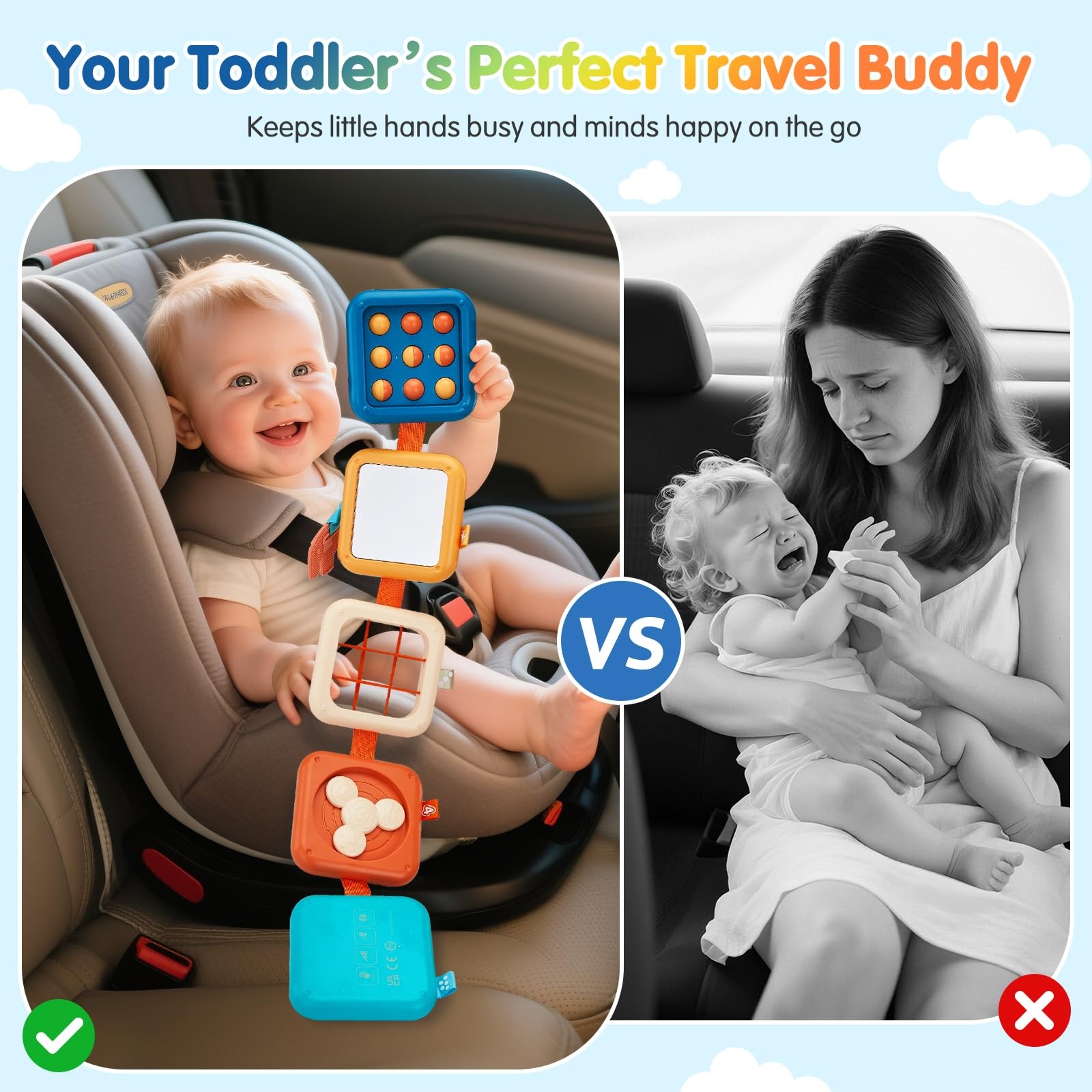 LMBMYYS Busy Board for 1 Year Old,Travel Toys Compact, Multicolored