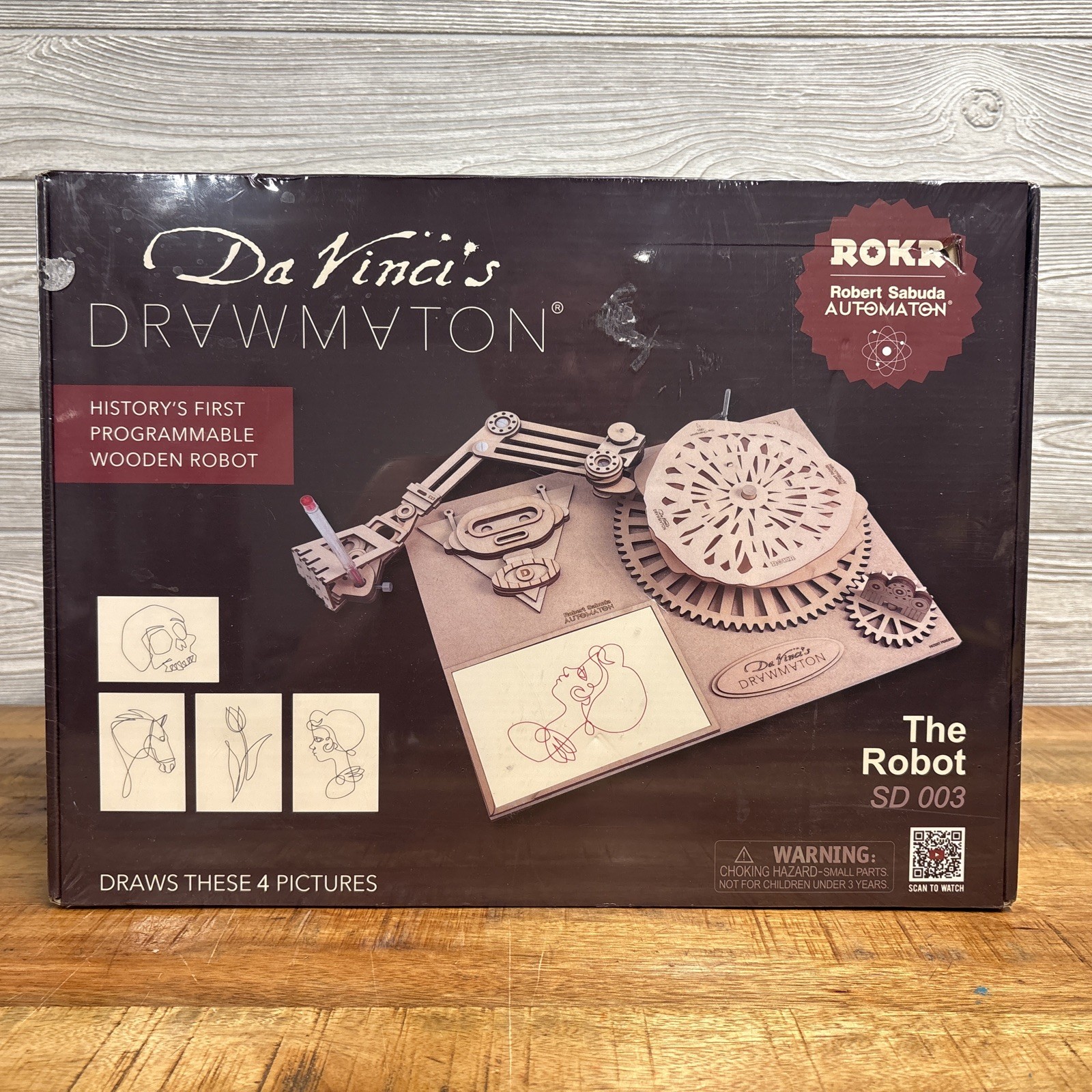 ROKR Da Vinci’s Drawmaton (The Gambler) Wooden Drawing Robot Automaton NEW