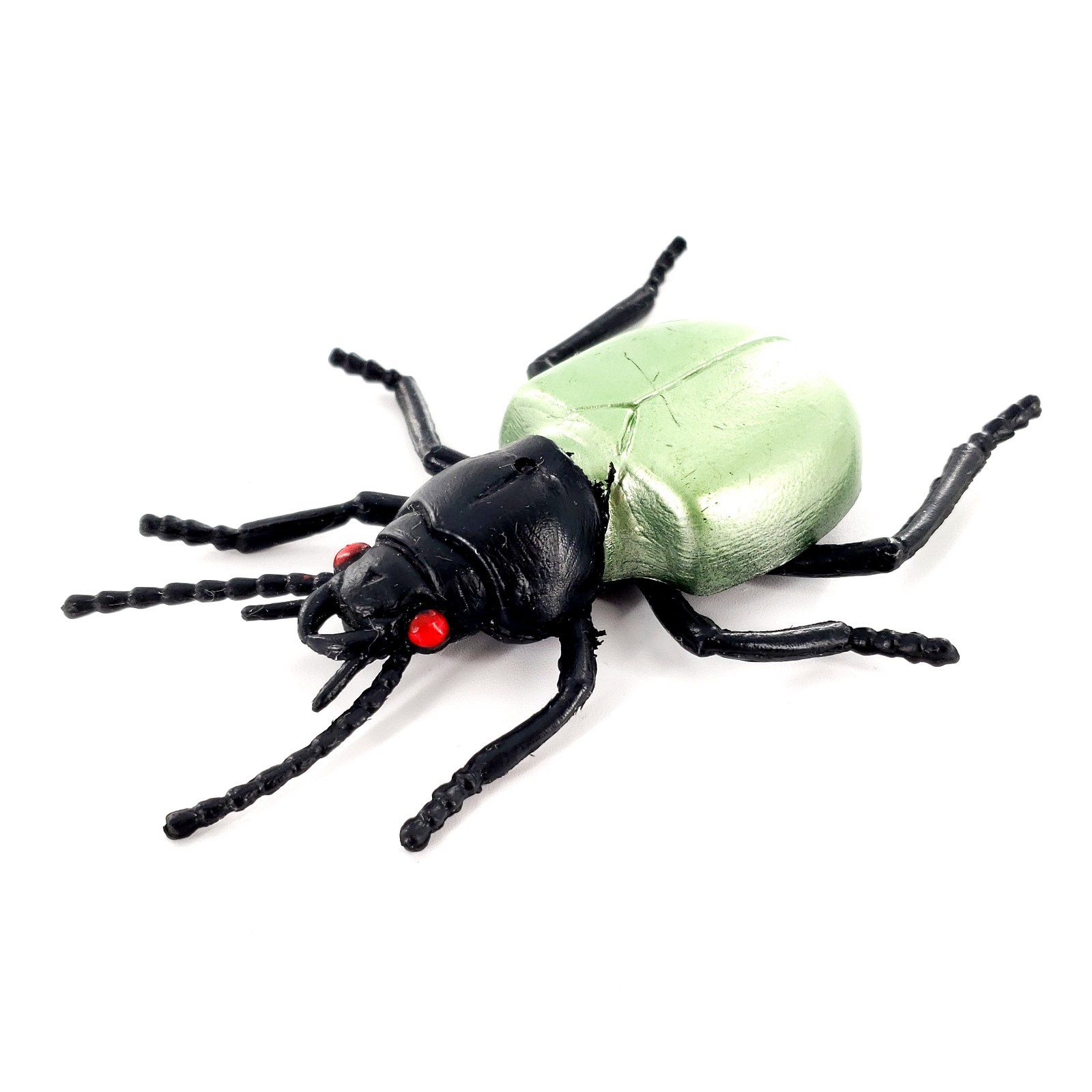Vintage 1979 Green Rubber Plastic Beetle Insect Bug Toy Figure