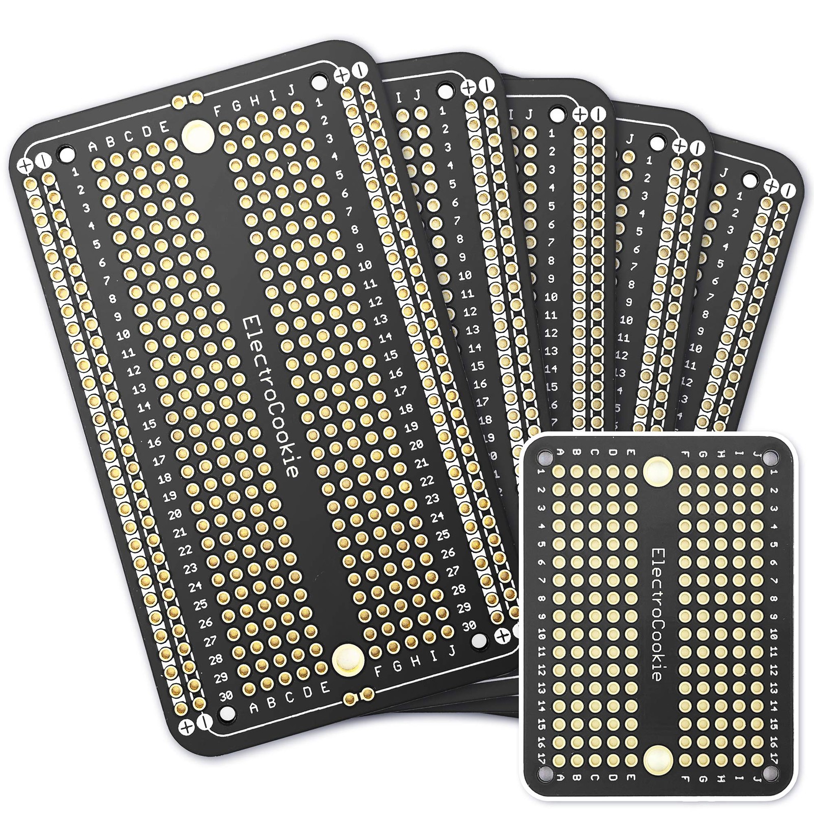Solderable Breadboard Prototype PCB for Electronics Project Board Black