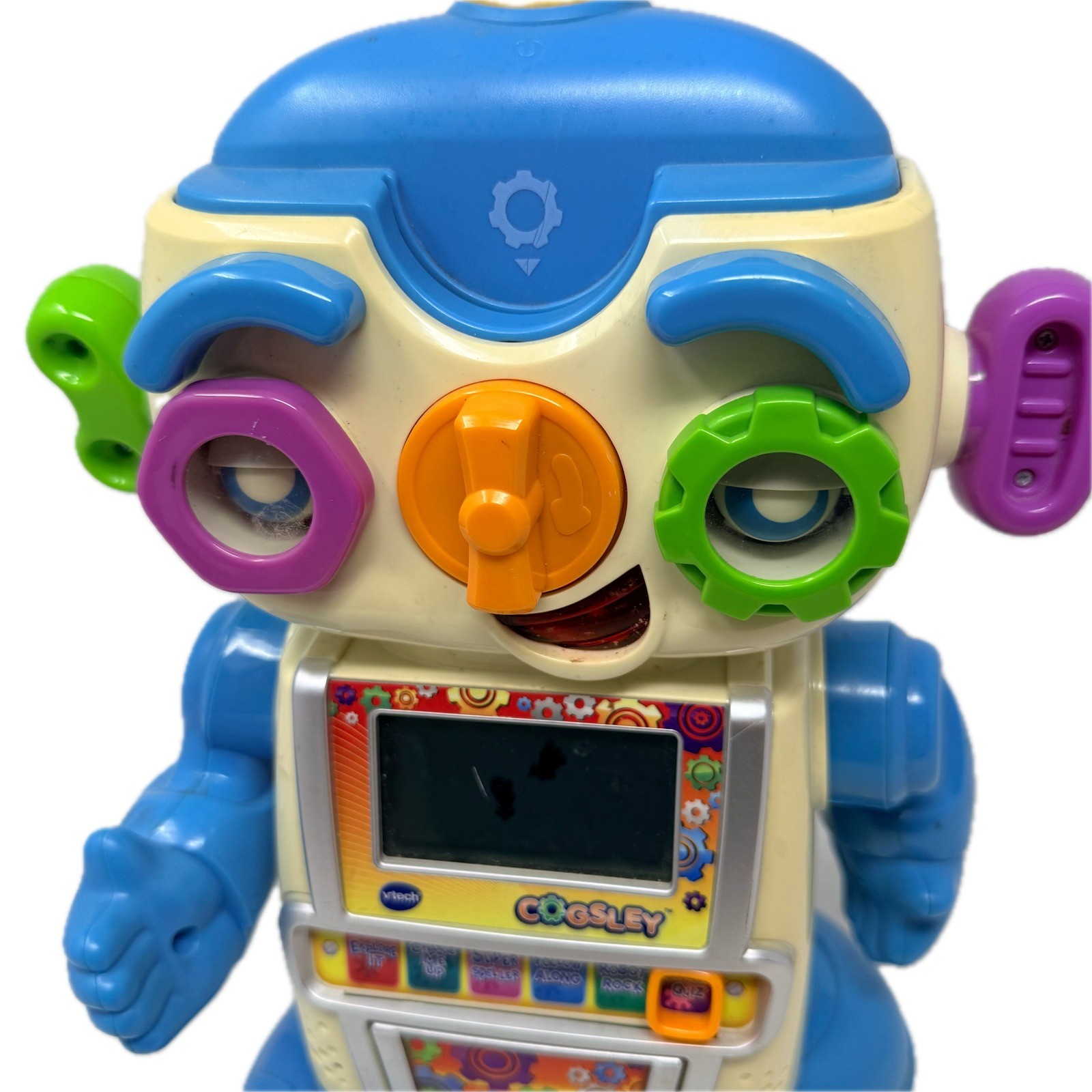 VTech Cogsley Learning Robot Interactive Educational Toy Blue Cream UNTESTED