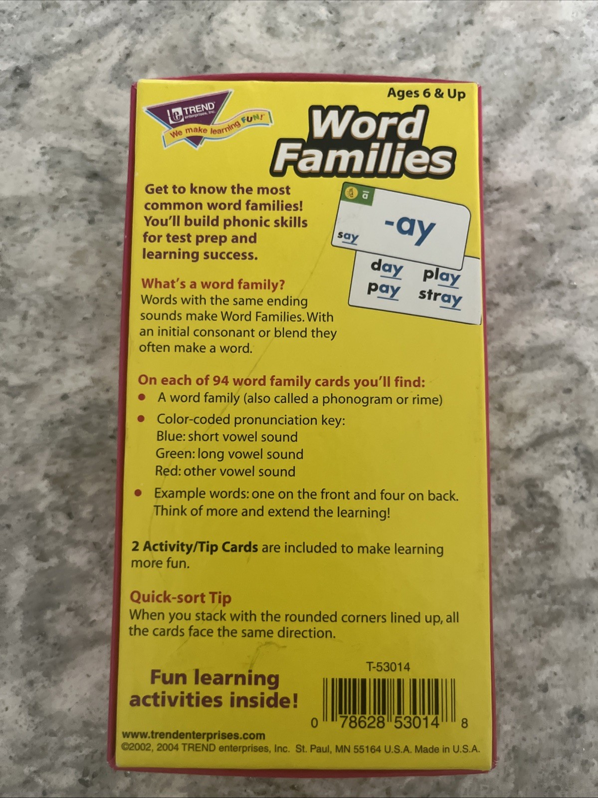 TREND Enterprises Word Families Flash Cards T-53014 .