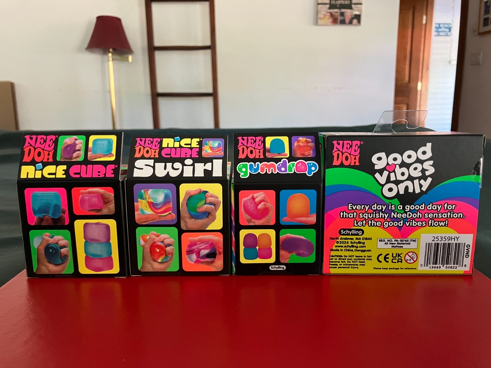 Needoh 4 Lot Nice Cube Pink Swirl Green Gumdrop Orange Good Vibes Only Pink