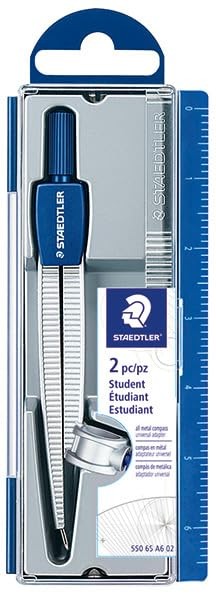 STAEDTLER Metal Drawing Compass, Geometry Tool, 4-7/8in with Safety Point &…