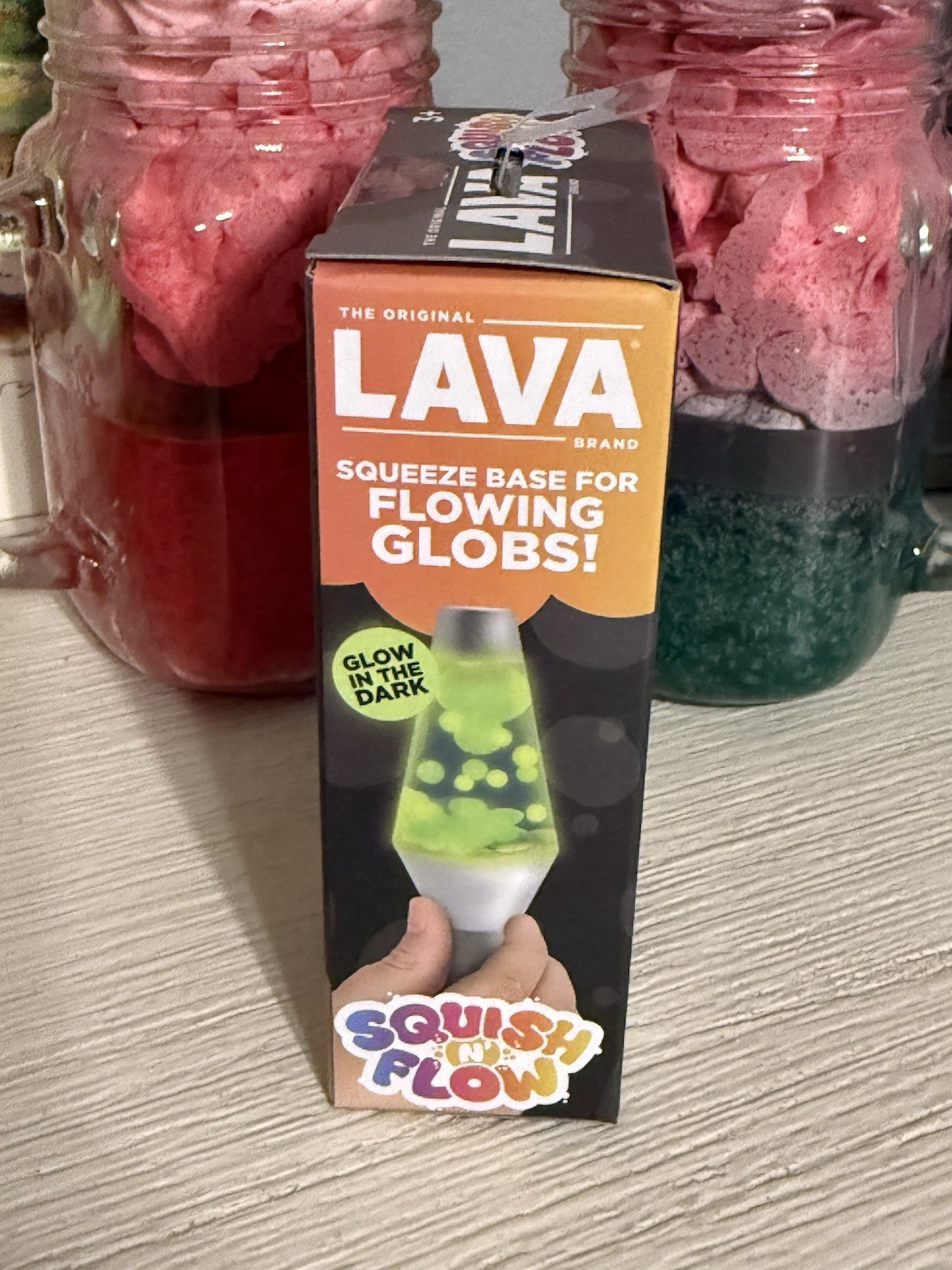 Schylling Lava Lamp Squish N Flow Squishy NeeDoh Glow In The Dark Clear Rare New