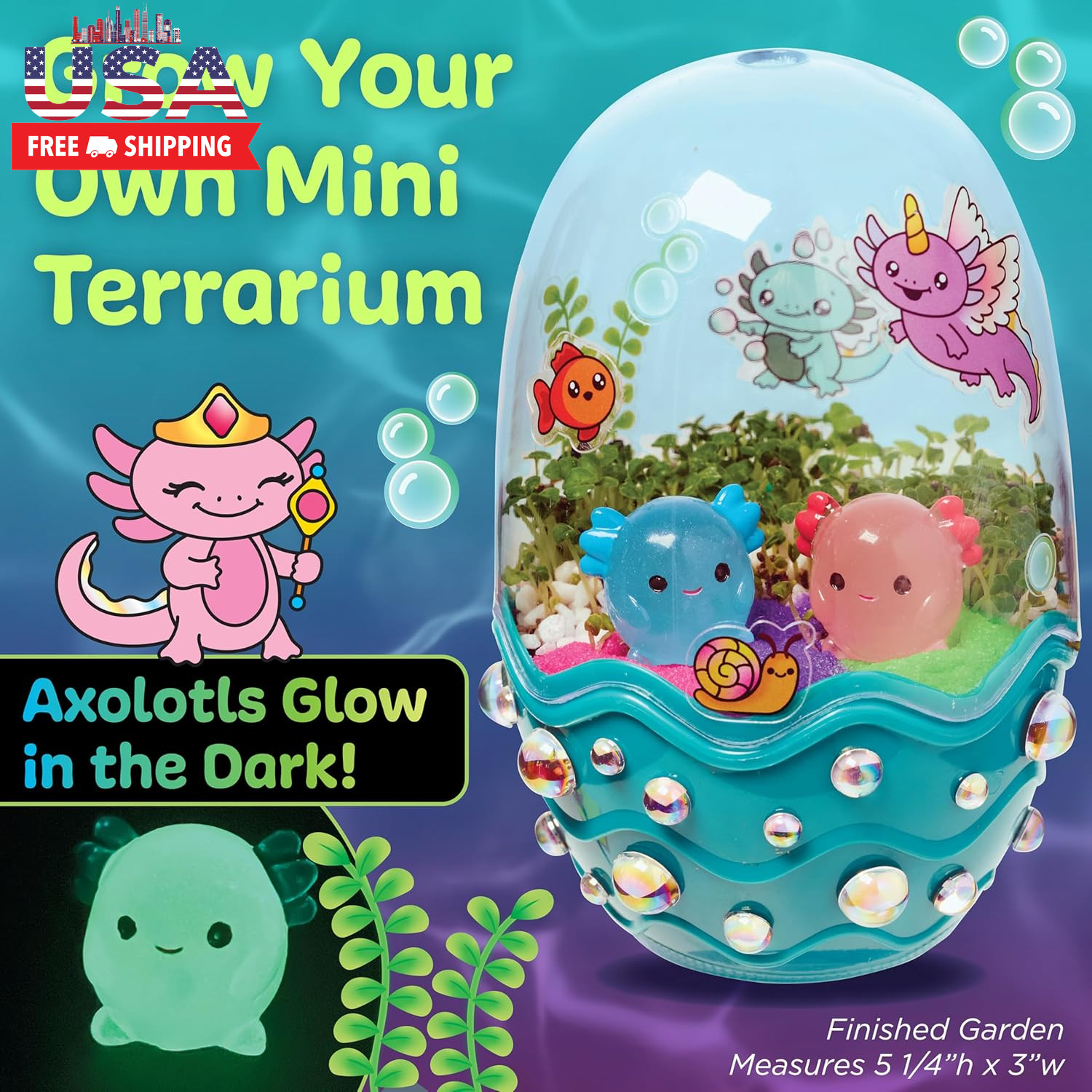 Mini Garden: Axolotl Terrarium – STEM Science Kit for Kids, Axolotl Arts and Cra