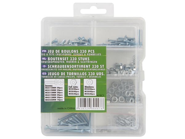 [ Whadda Velleman K/SC1 ] Bolt Set 330 Pcs (Philips Screws, Nuts and Washers)