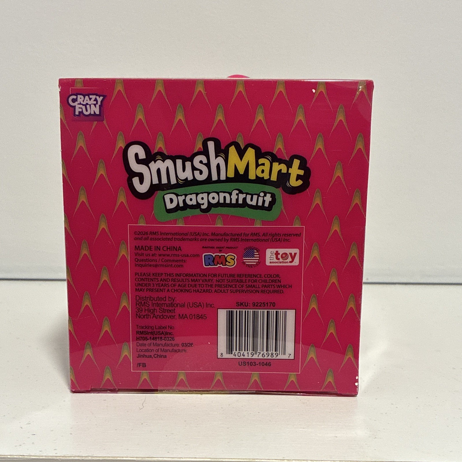 SmushMart Dragonfruit Squishy Squeeze Toy, Pink/Green, Ages 6+ 17+ MPN 9225170