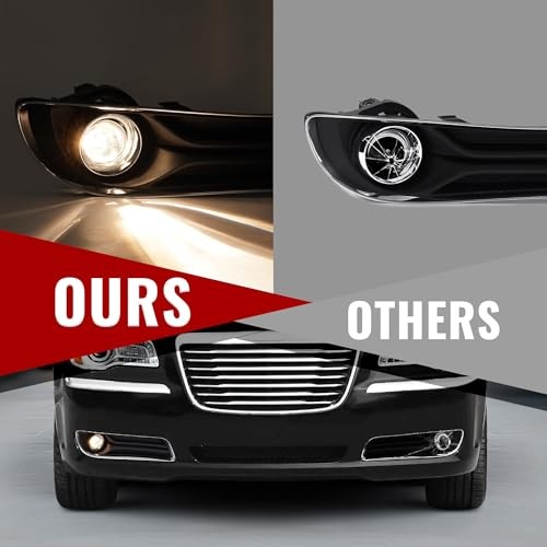 2011‑2014 Chrysler 300 LED Fog Lights w/ Bezels Clear Lens Repl 68127946AB