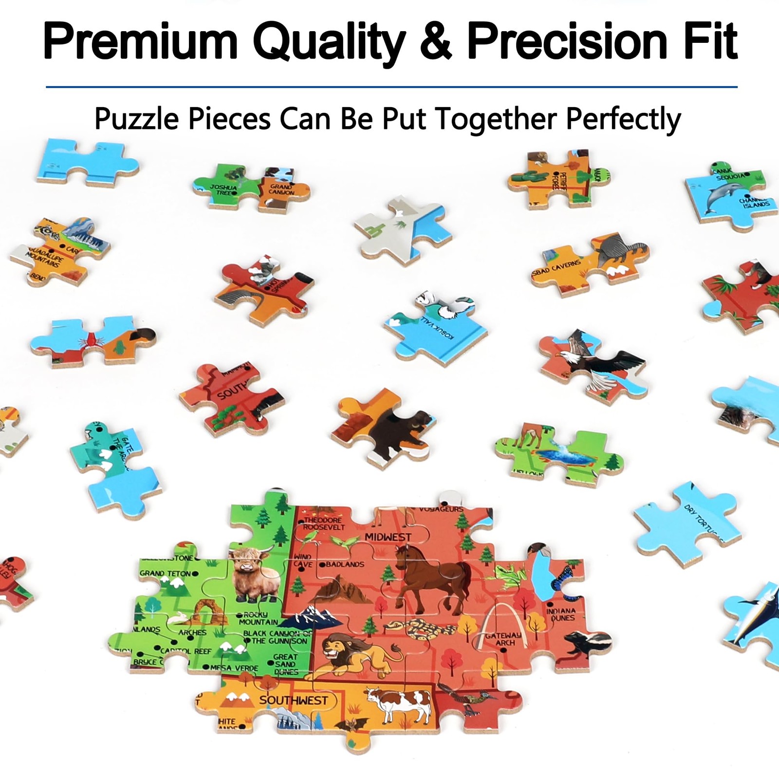 LELEMON United States Puzzles for Kids Ages 4-8,100 100 pieces, Colorful